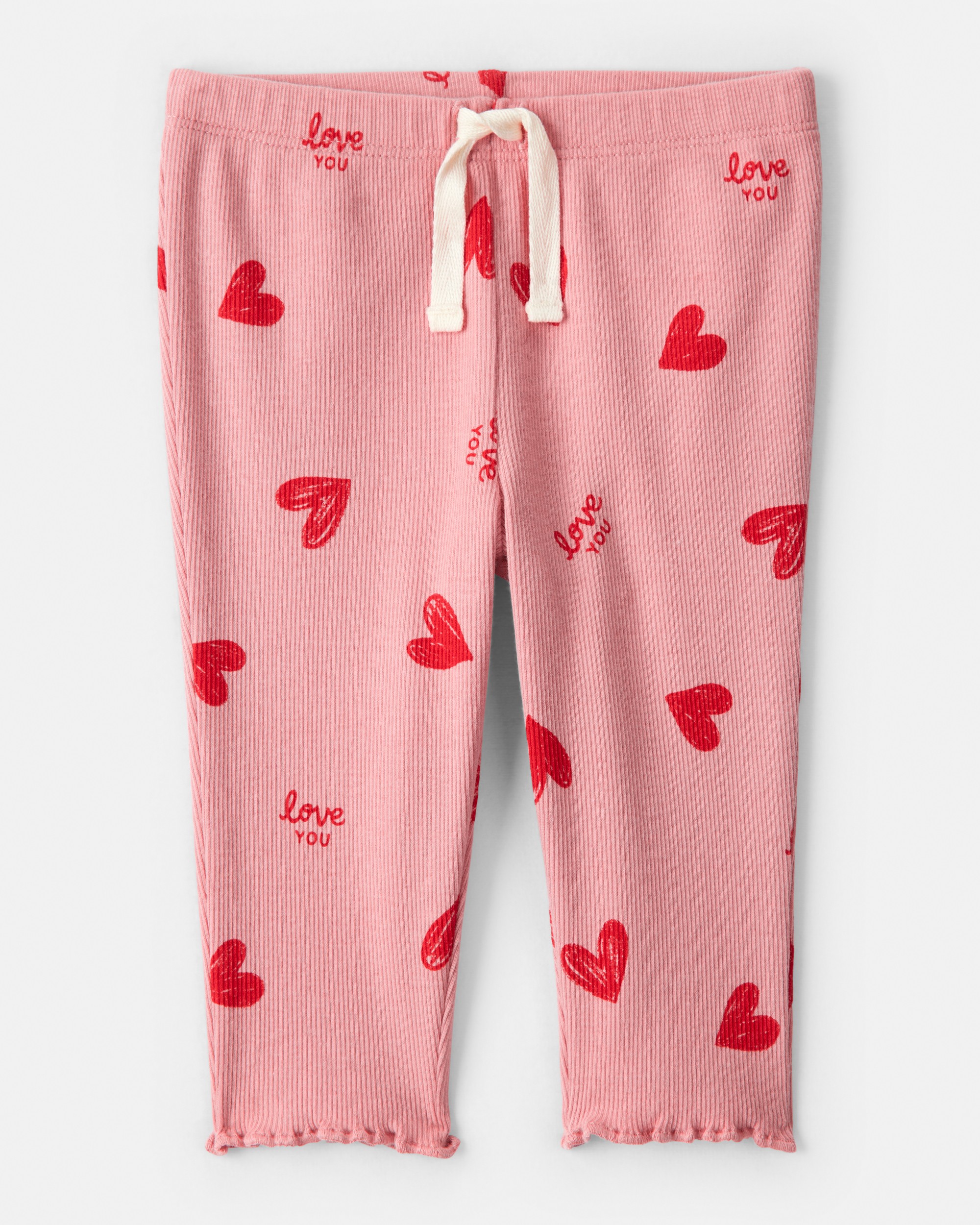 Baby Girl Valentine's Day 2-Piece Heart French Terry Tee & Pant Set - Red