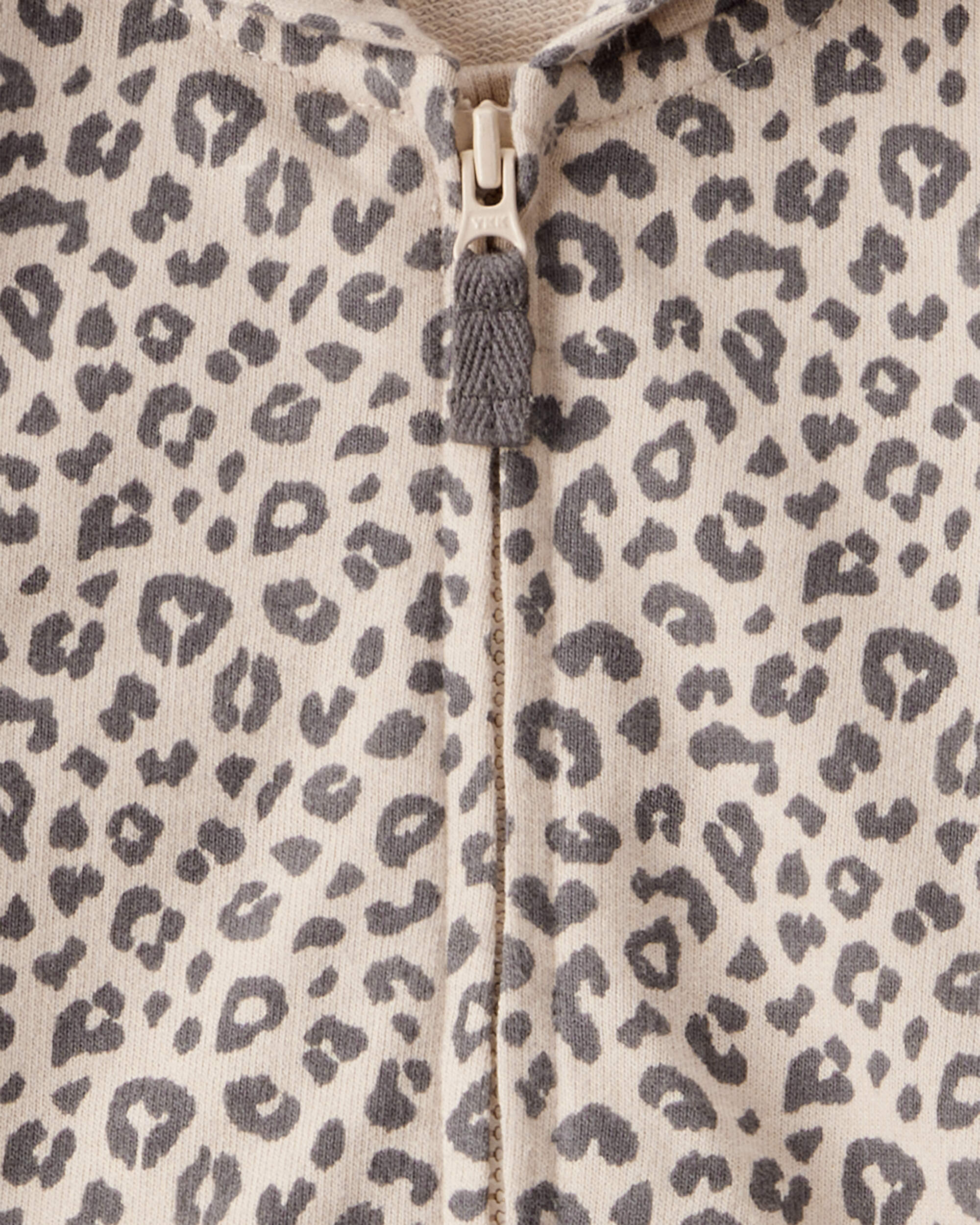 Baby Girl Cat Leopard Print Cotton Long-Sleeve Hooded Jumpsuit - Brown