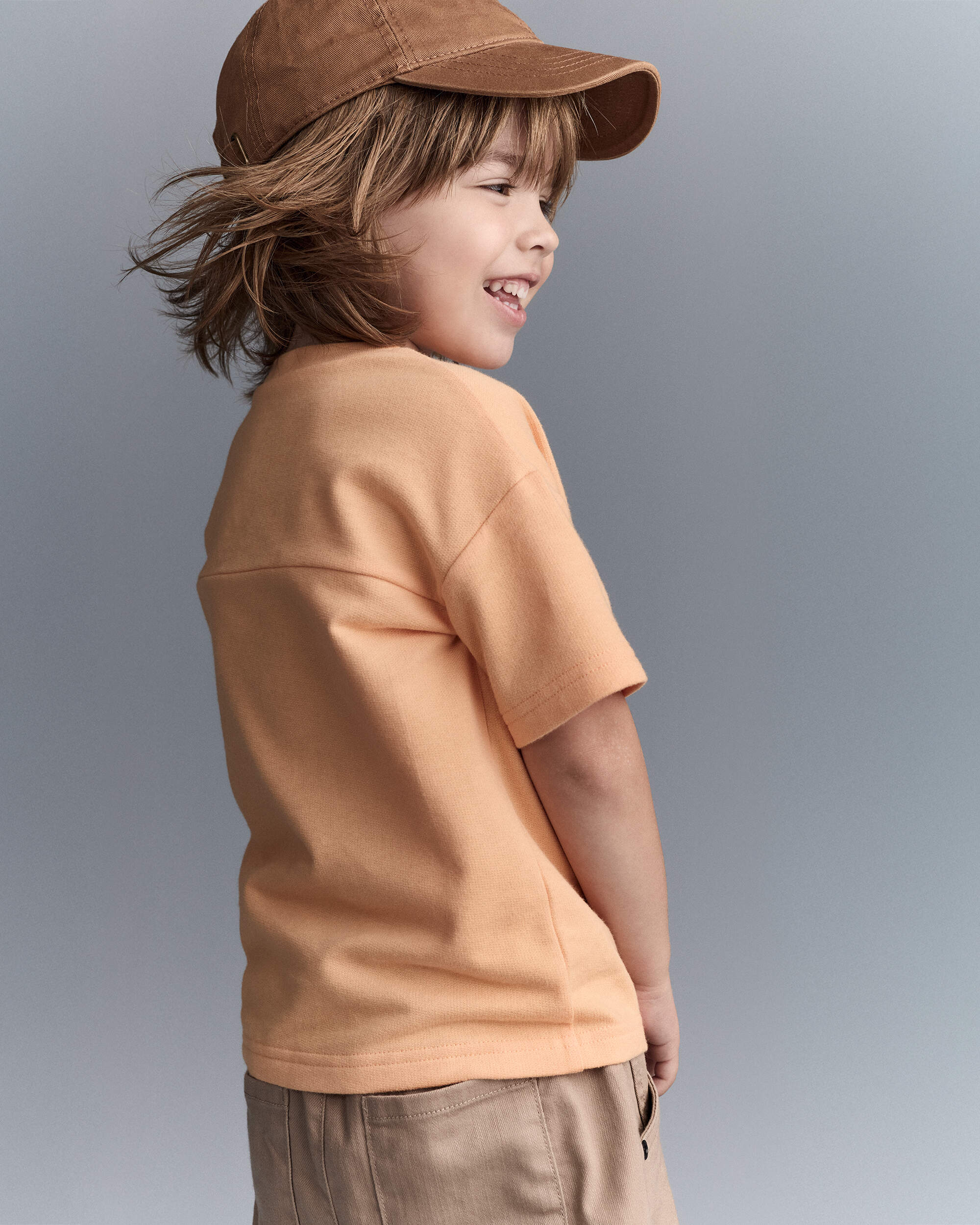 Toddler Boy Short-Sleeve Yoke Tee - Light Orange