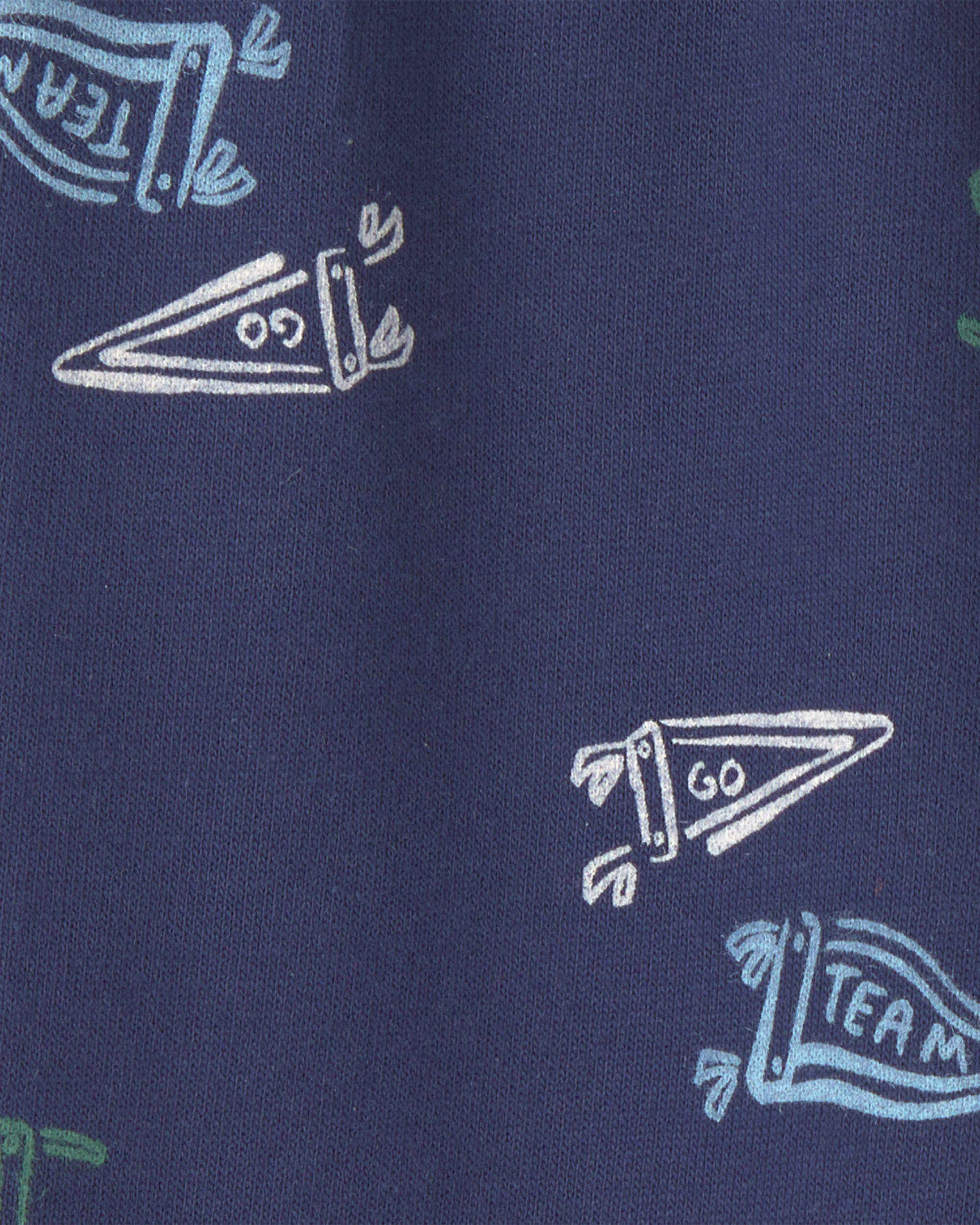 Baby Boy 2-Piece 'Mommy's Champ' Pennant French Terry Bodysuit & Pant Set - Blue/Ivory