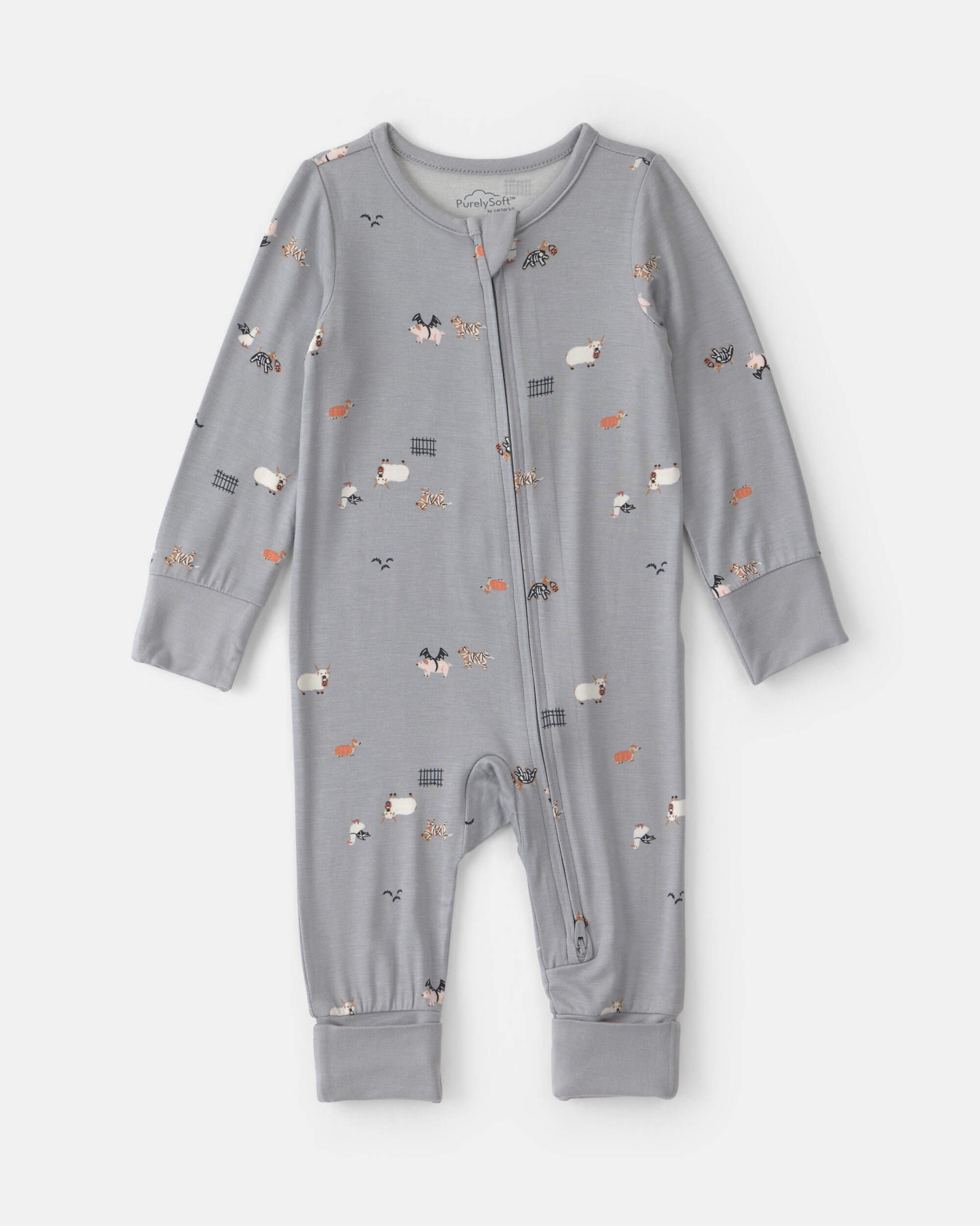 Baby Halloween PurelySoft™ 2-Way Zip Sleeper - Grey