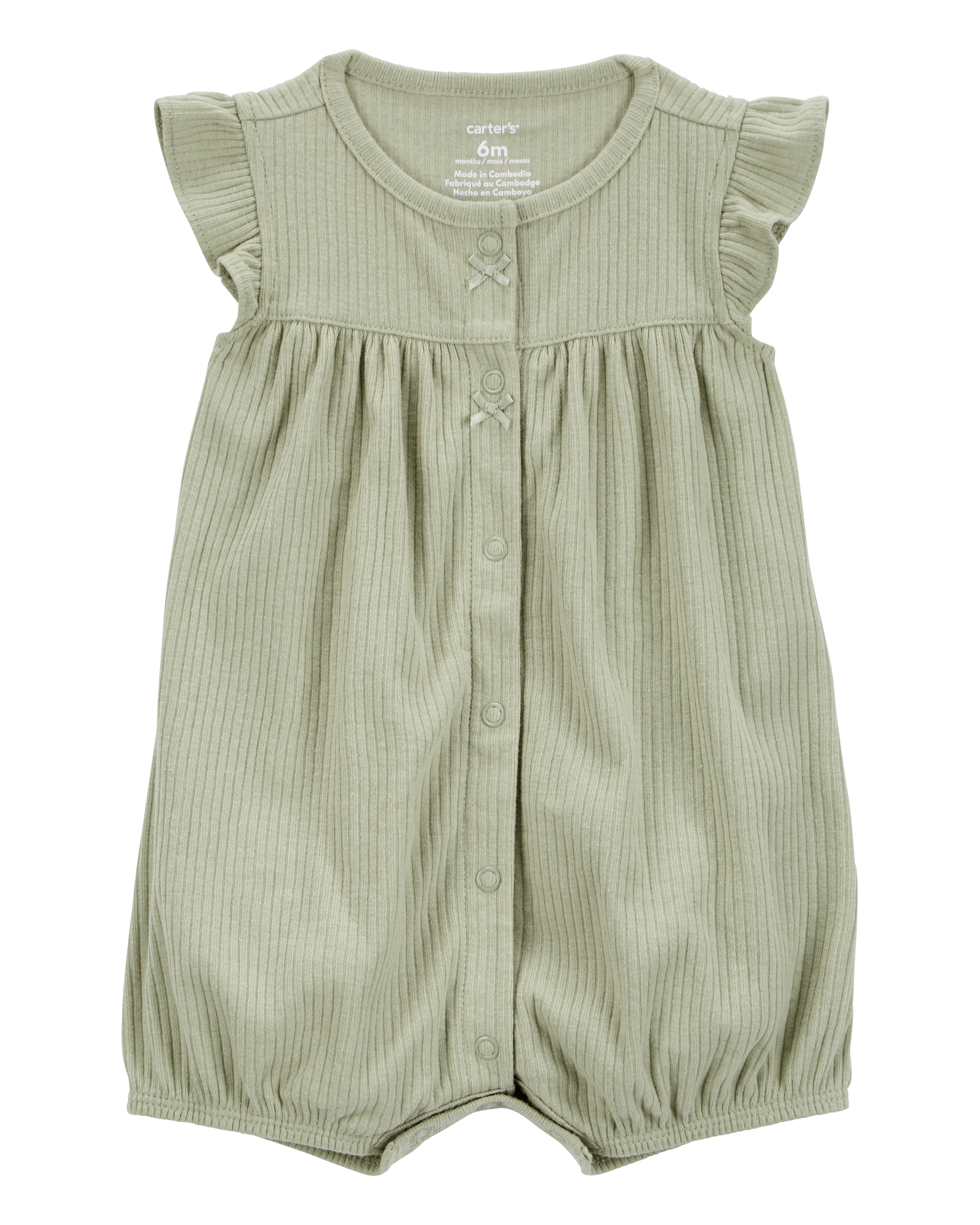 Baby Girl Cotton Rib Short-Sleeve Romper