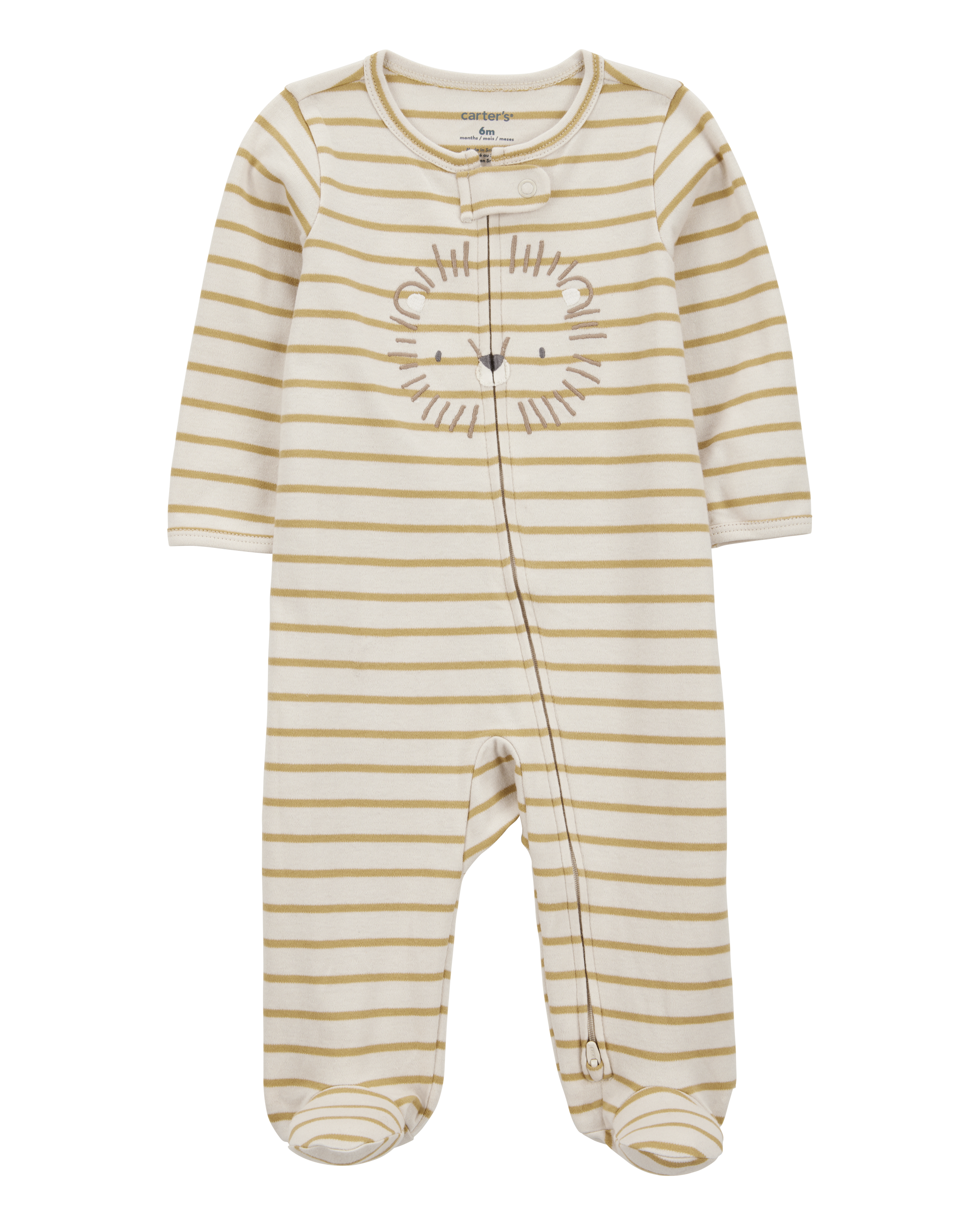 Baby Lion Striped 2-Way Zipper Cotton Sleeper