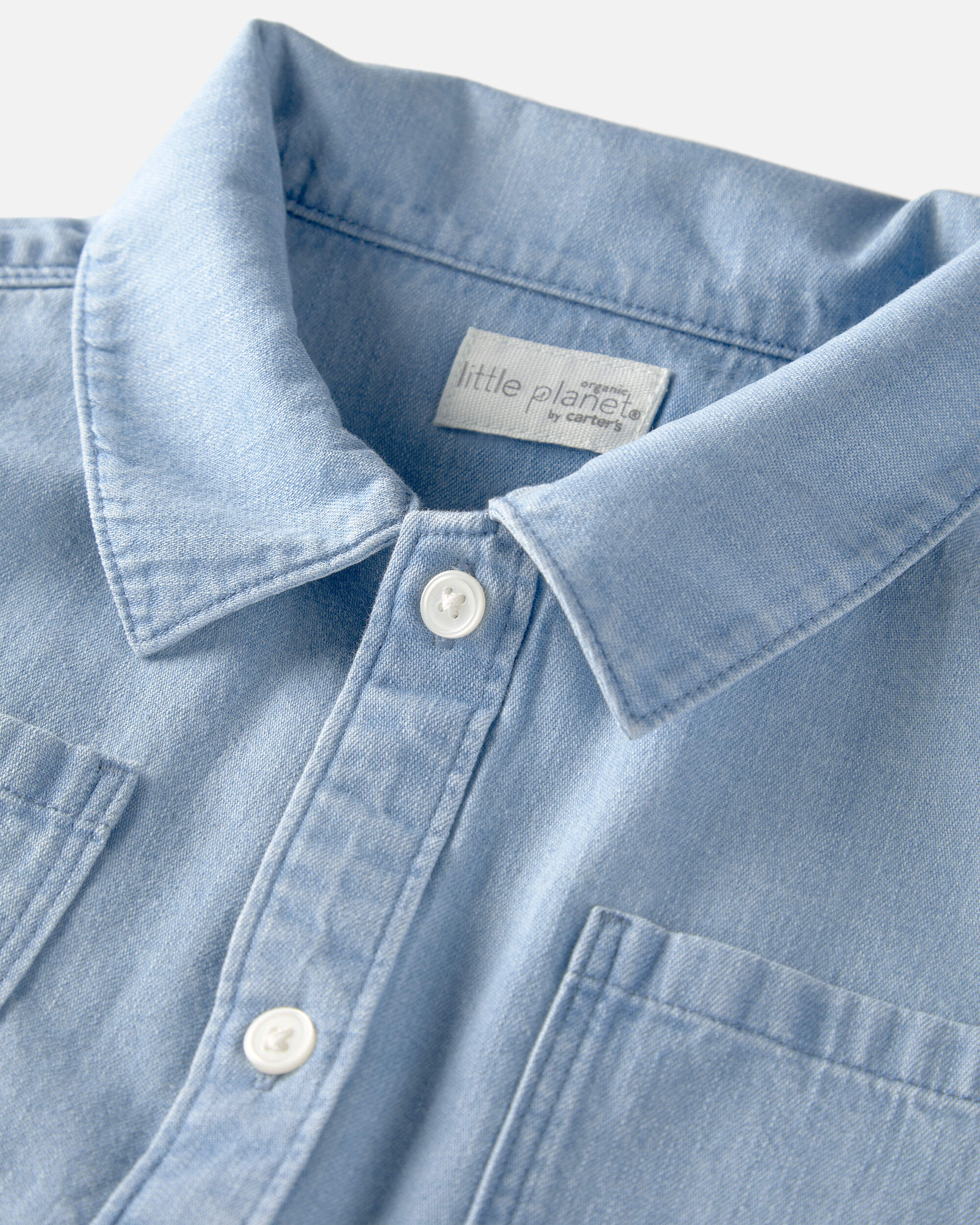 Boys Organic Cotton Chambray Button-Down Top