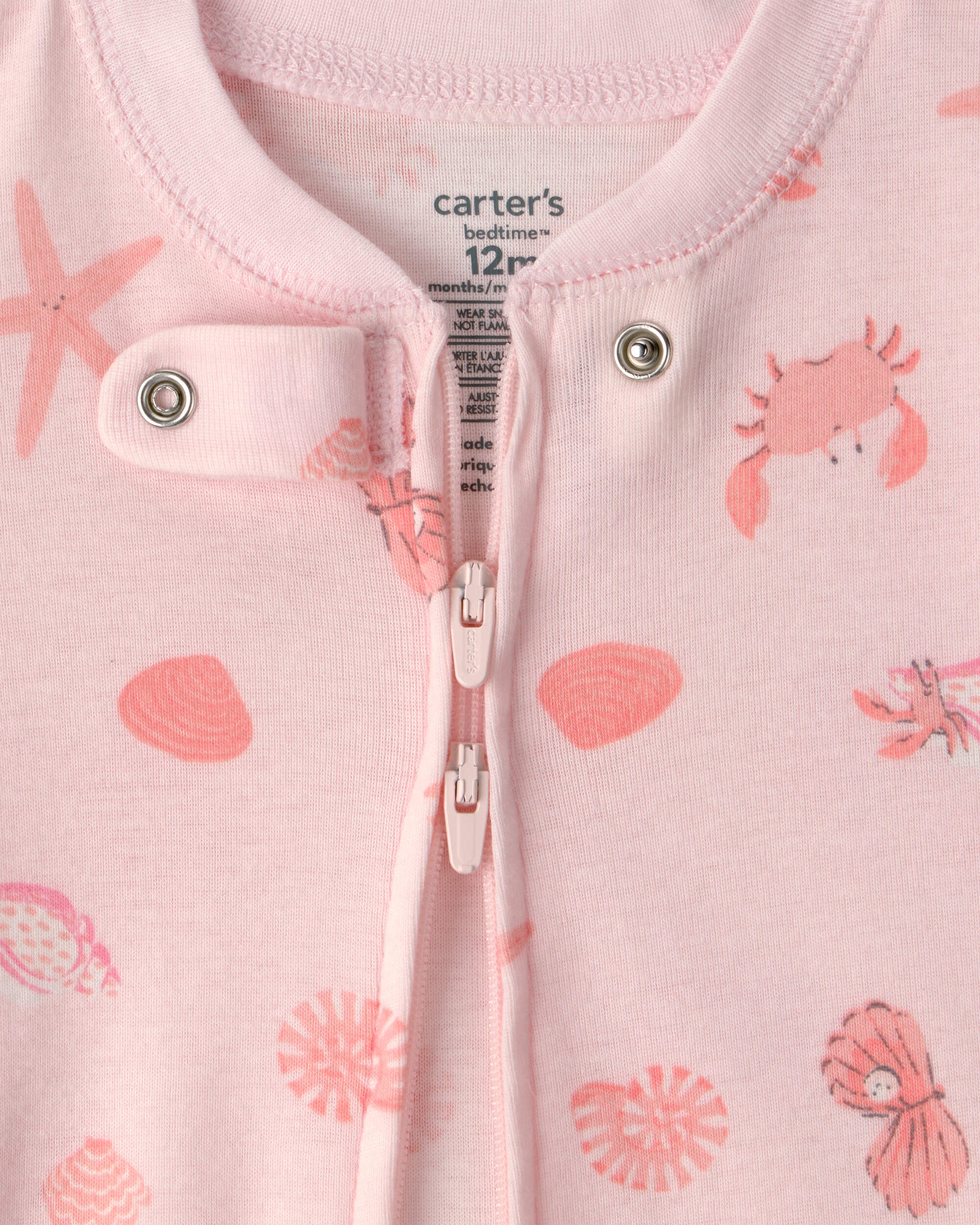Baby Girl Seashell 100% Cotton Snug Fit 1-Piece pyjama - Pink