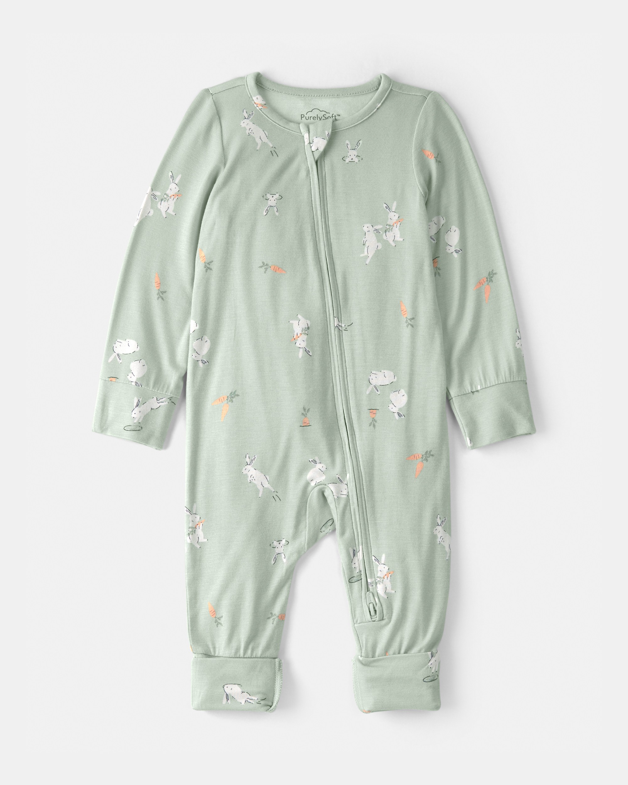 Baby Bunny 2-Way Zip PurelySoft Sleeper - Green