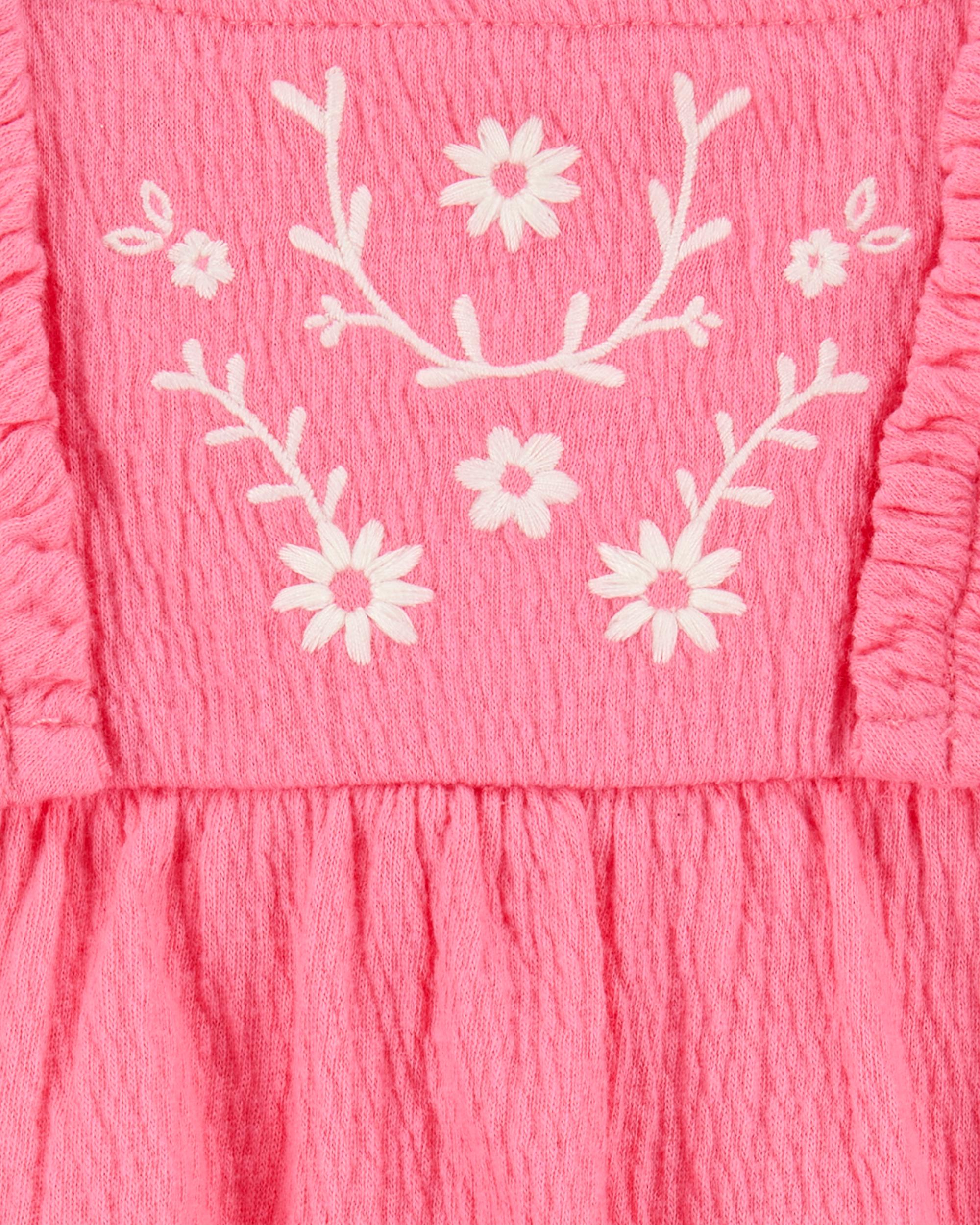 Baby Floral Flutter Bodysuit Dress - Pink