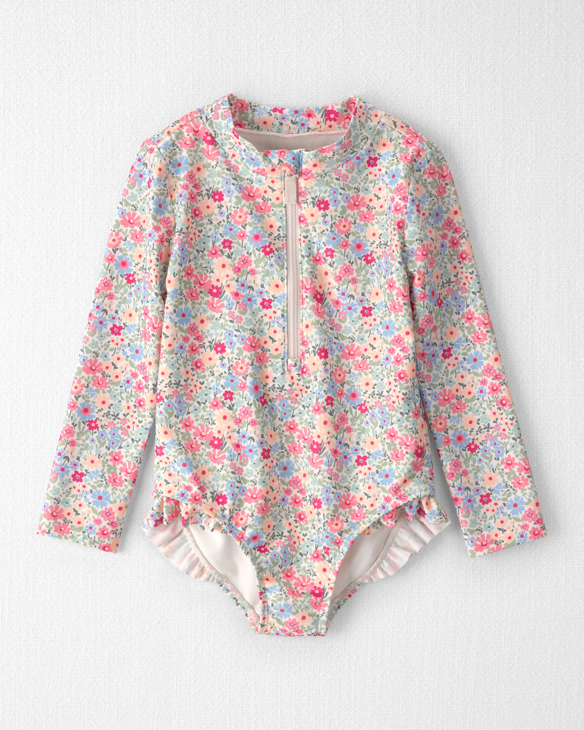 Toddler Girl Recycled Rashguard Swimsuit Meadow Mix Print