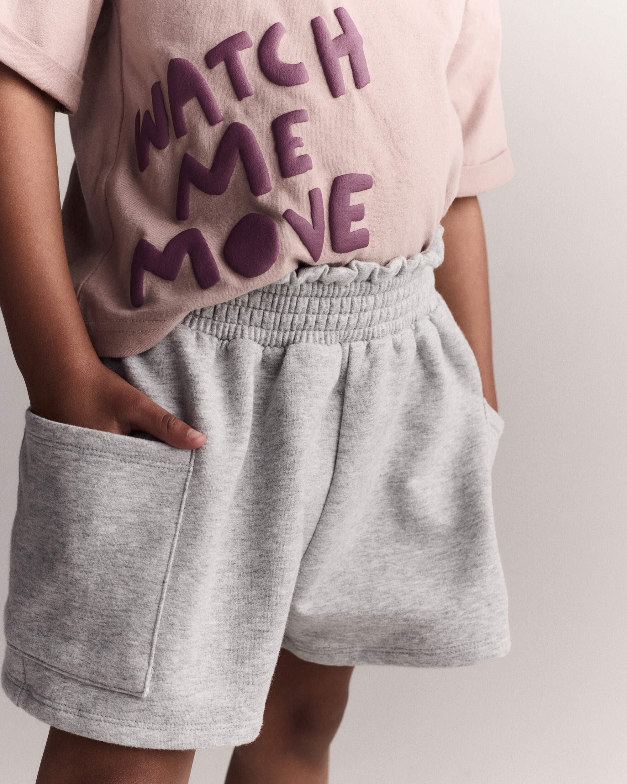 Toddler Girl Fleece Swing Short with Pockets- Heathered Grey
