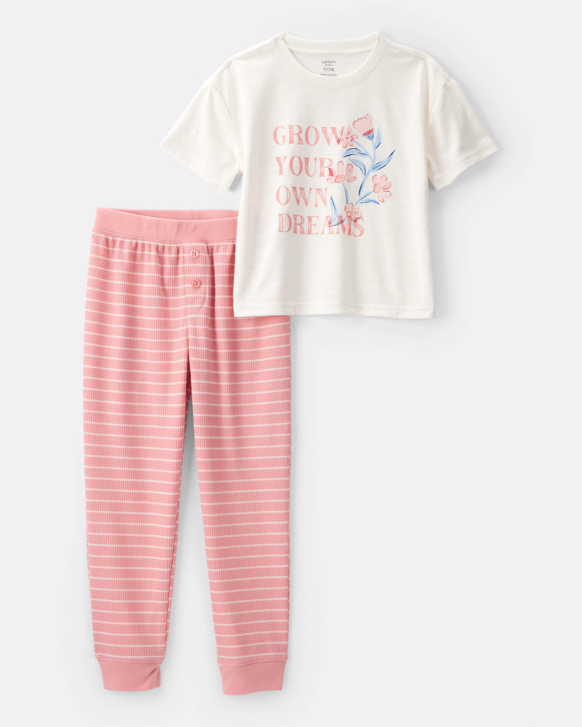 Girls 2-Piece Grown Your Own Dreams Floral Loose Fit Pyjamas