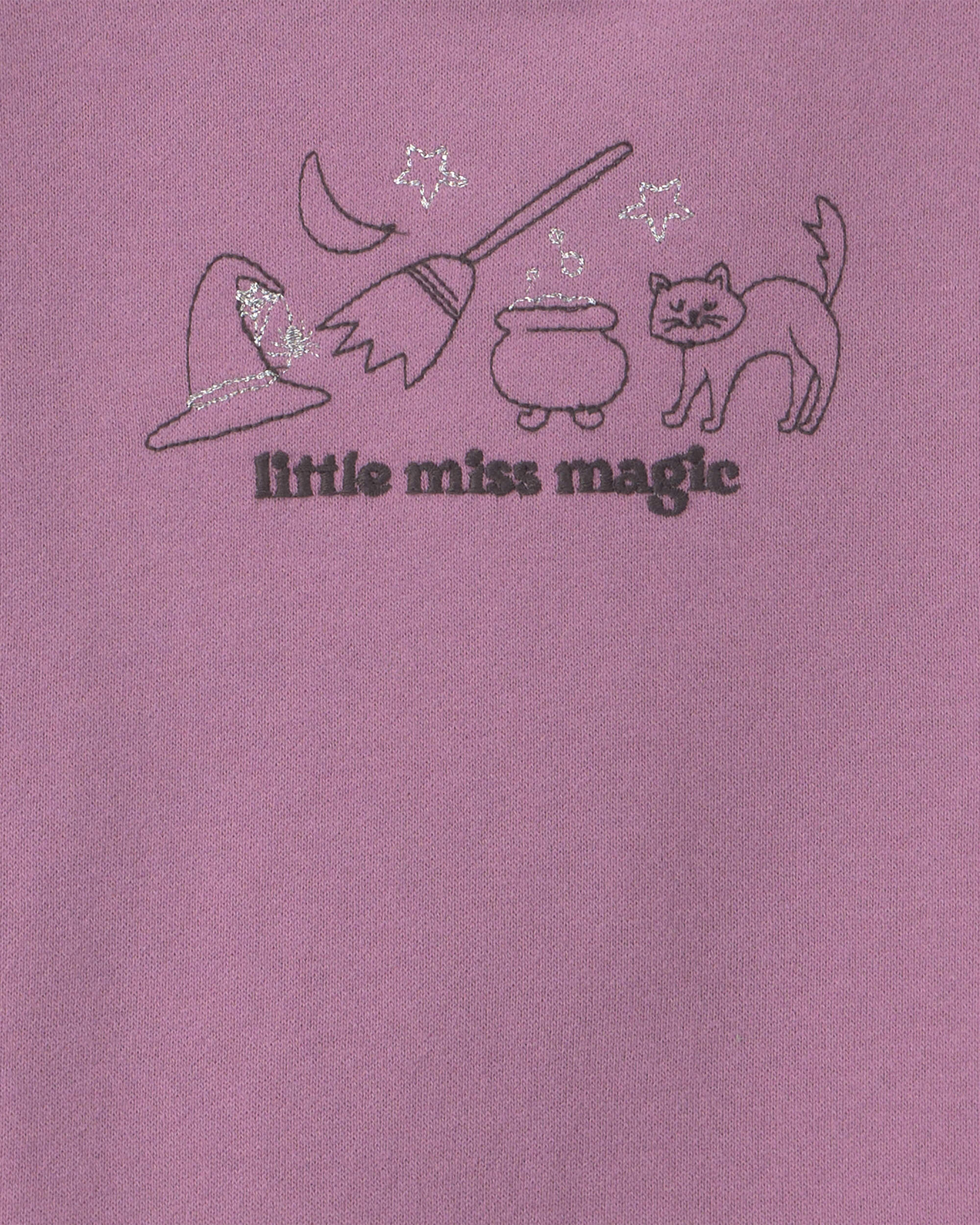 Toddler Girl 'Little Miss Magic' Halloween French Terry Pullover Sweatshirt - Purple