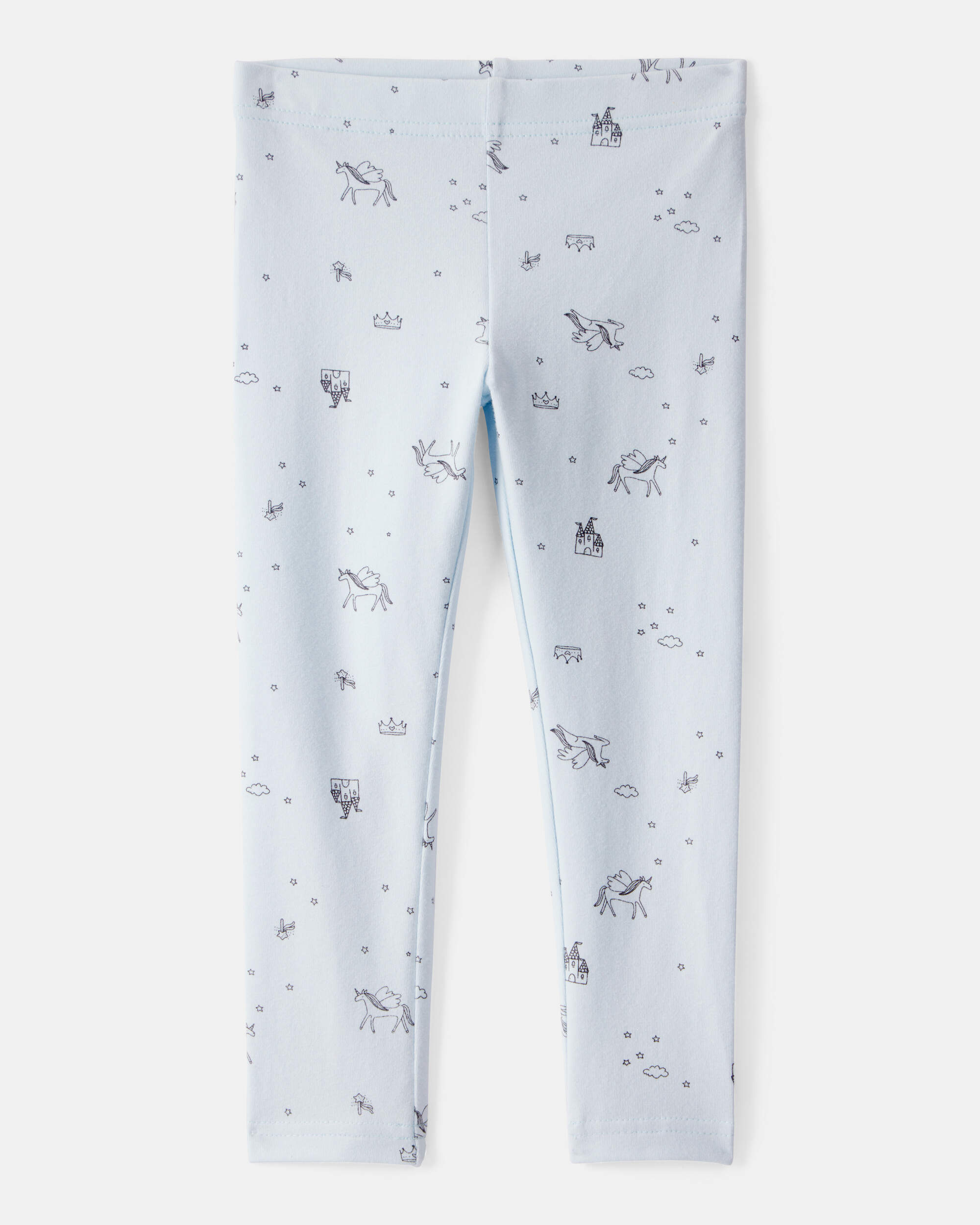 Toddler Girl Printed Cotton Pull-On Stretch Leggings - Blue