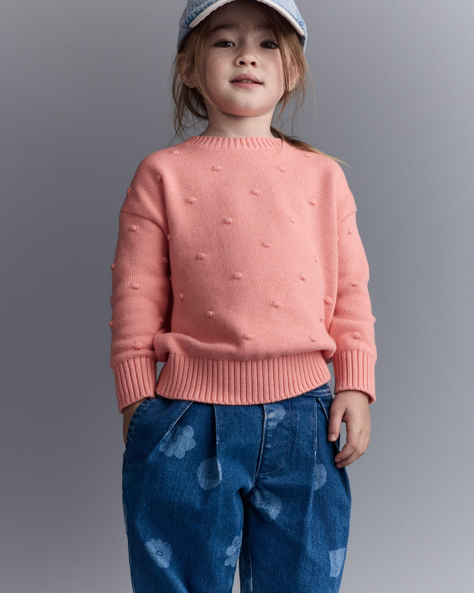 Toddler Girl Character Print Cuffed Pleat Pant Denim - Blue