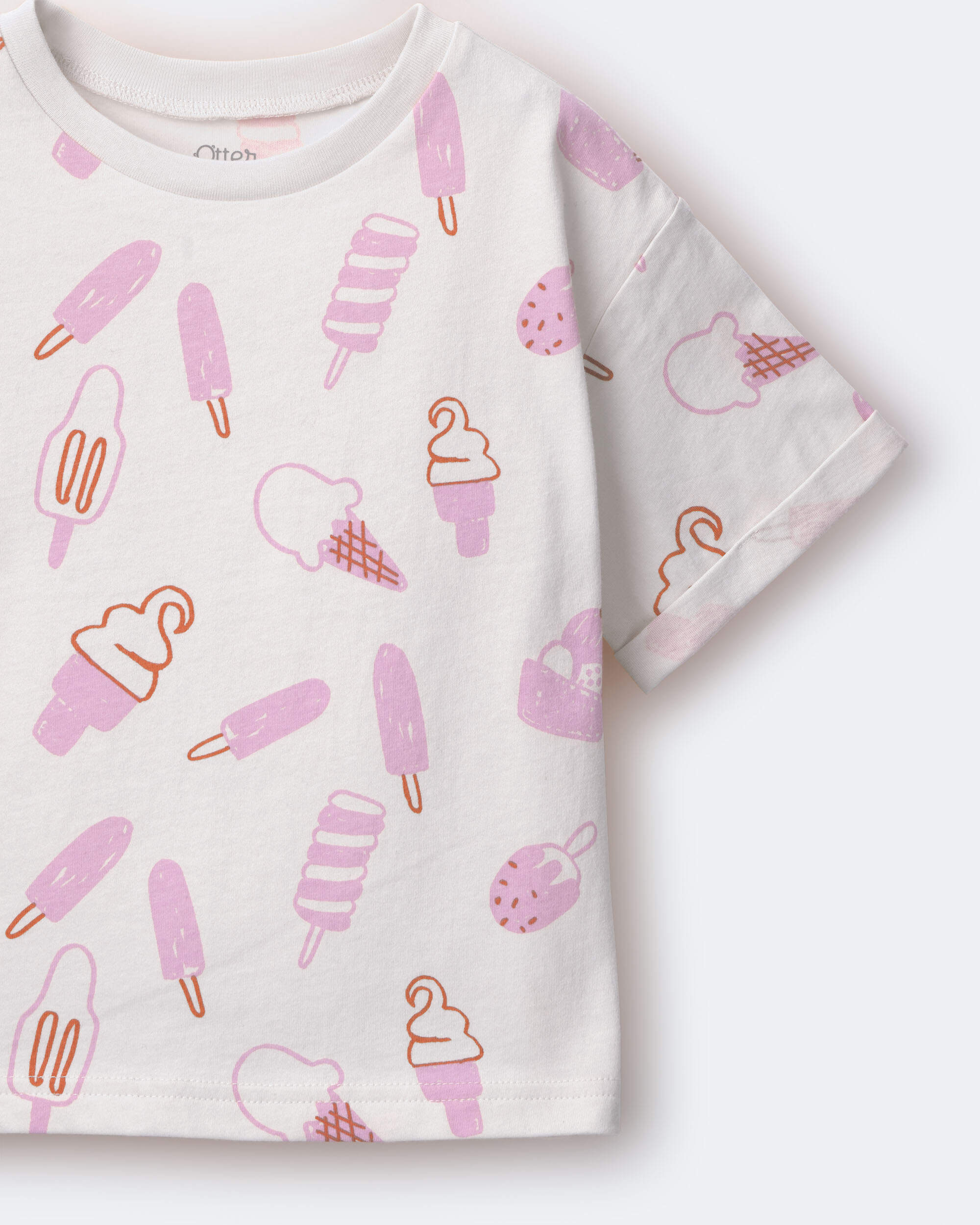 Toddler Girl Rolled Cuff Tee Ice Cream Print