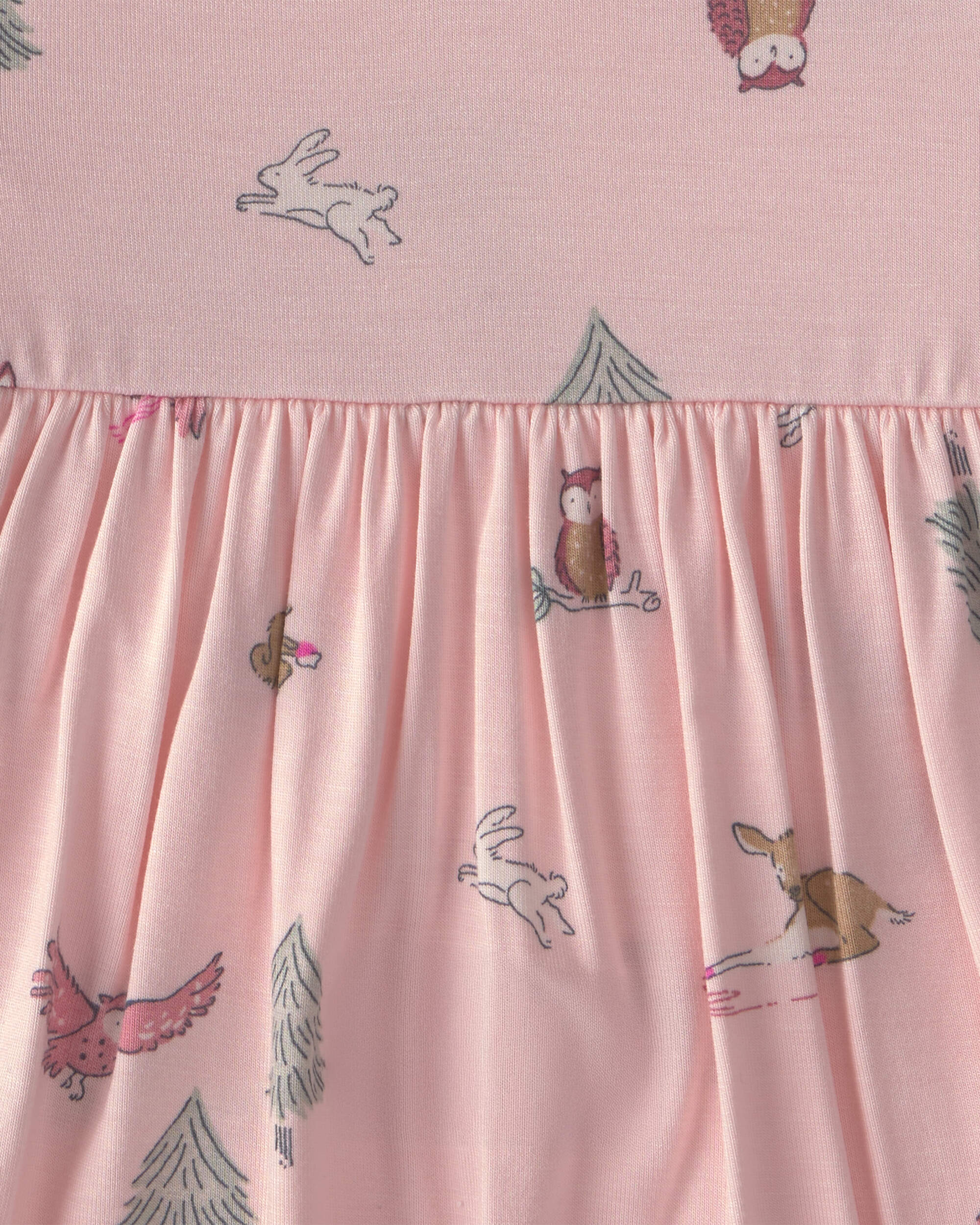 Baby Girl Woodland PurelySoft™ Long-Sleeve Bodysuit Dress - Pink