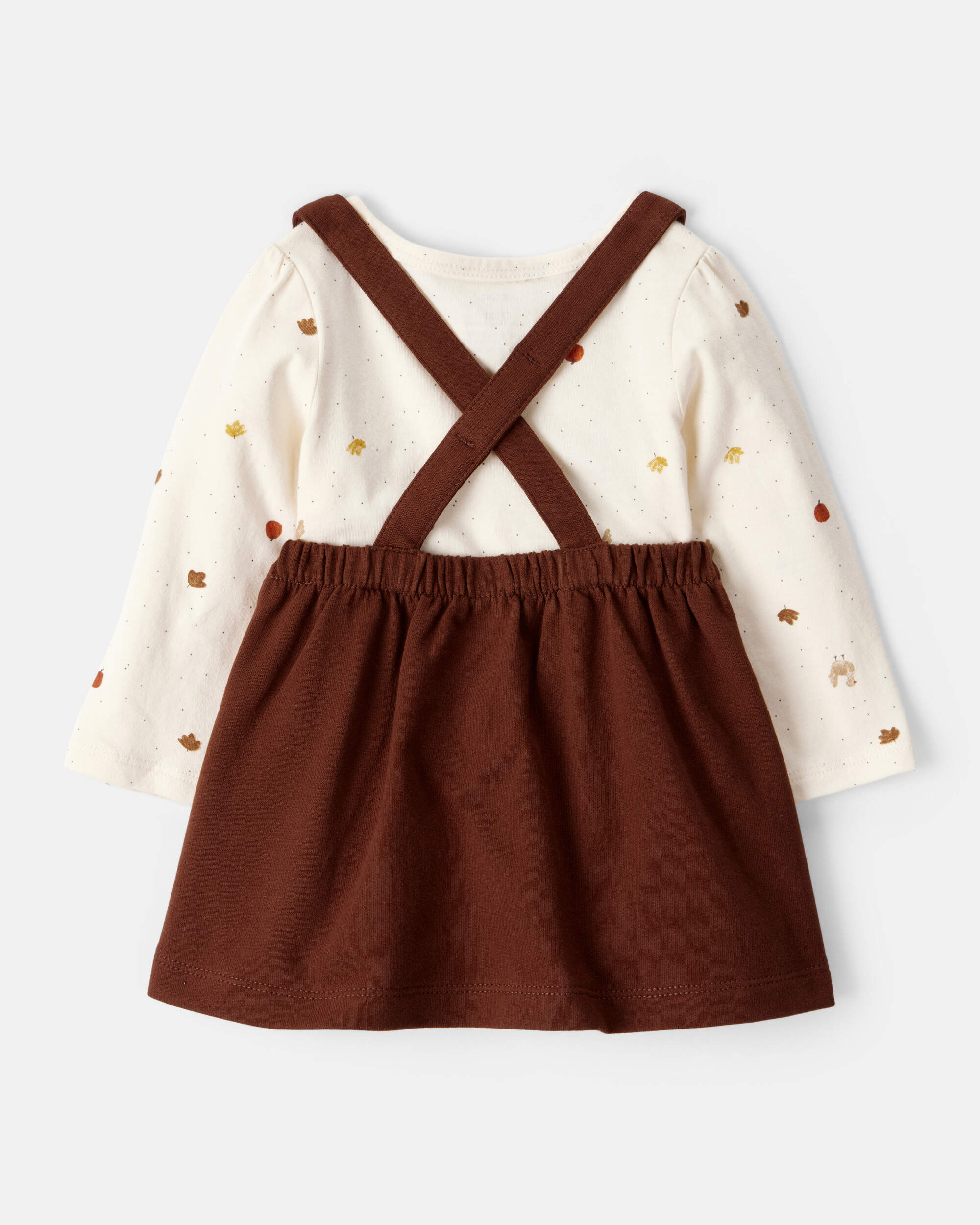 Baby Girl 3-Piece Turkey Print Cotton Dress Set - White/Brown
