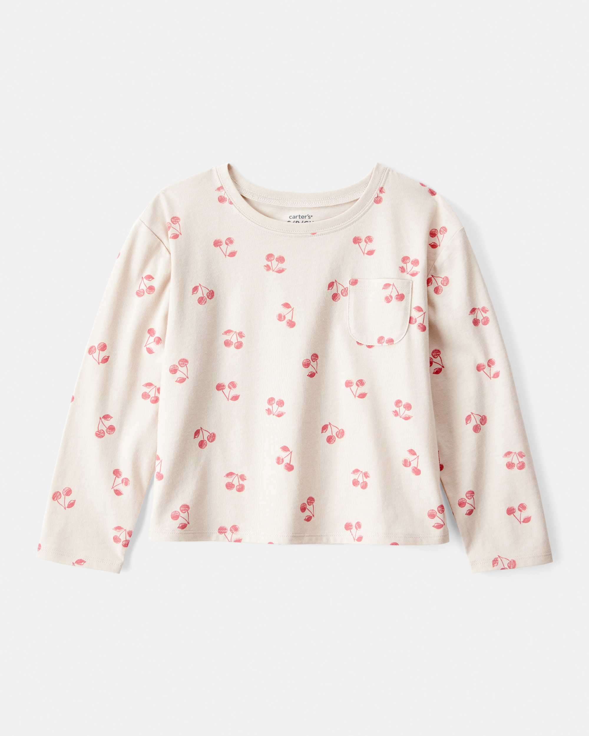 Girls Cherry Print Long-Sleeve Top - Cream