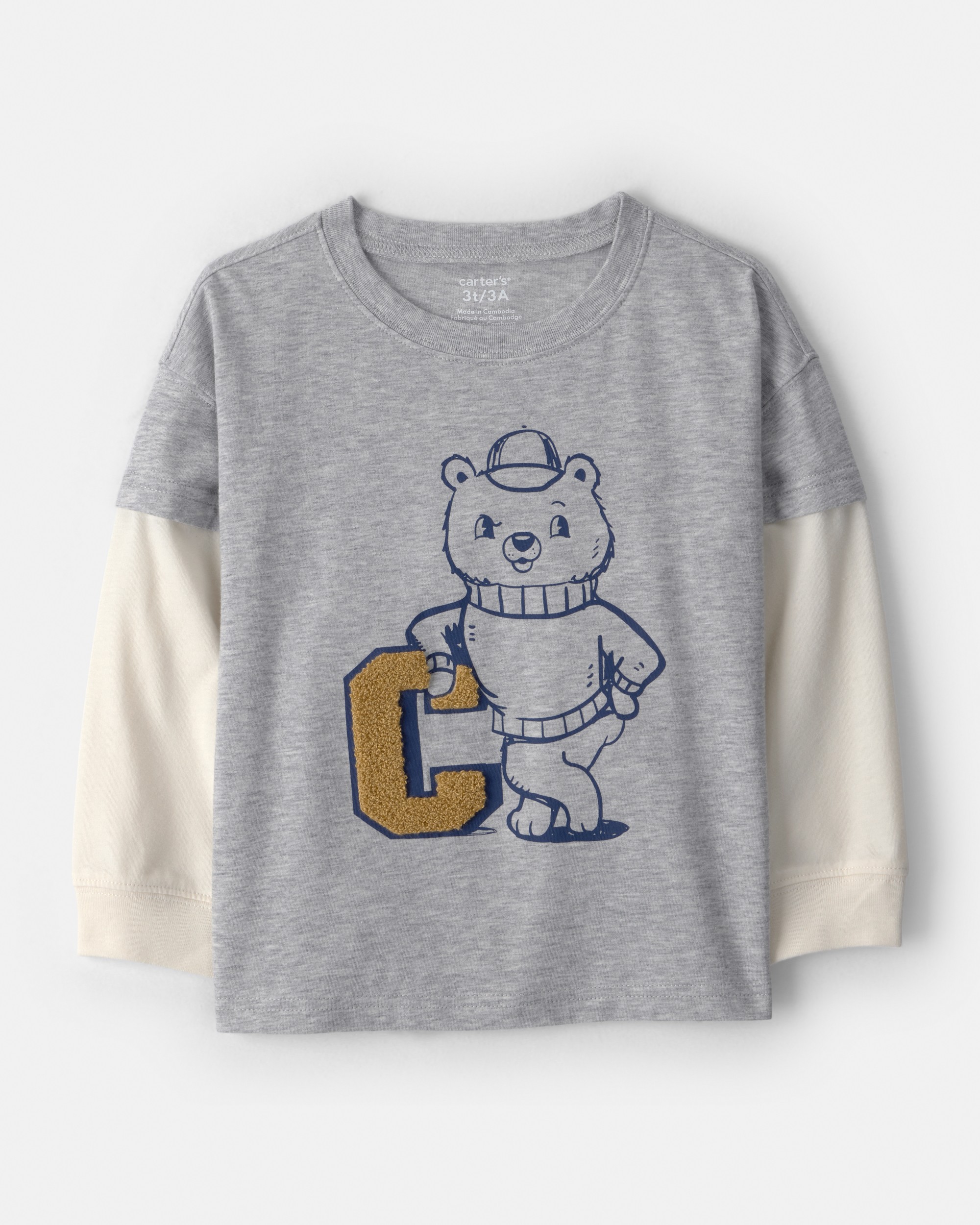 Toddler Boy Varsity Bear Long-Sleeve Graphic Tee - Grey