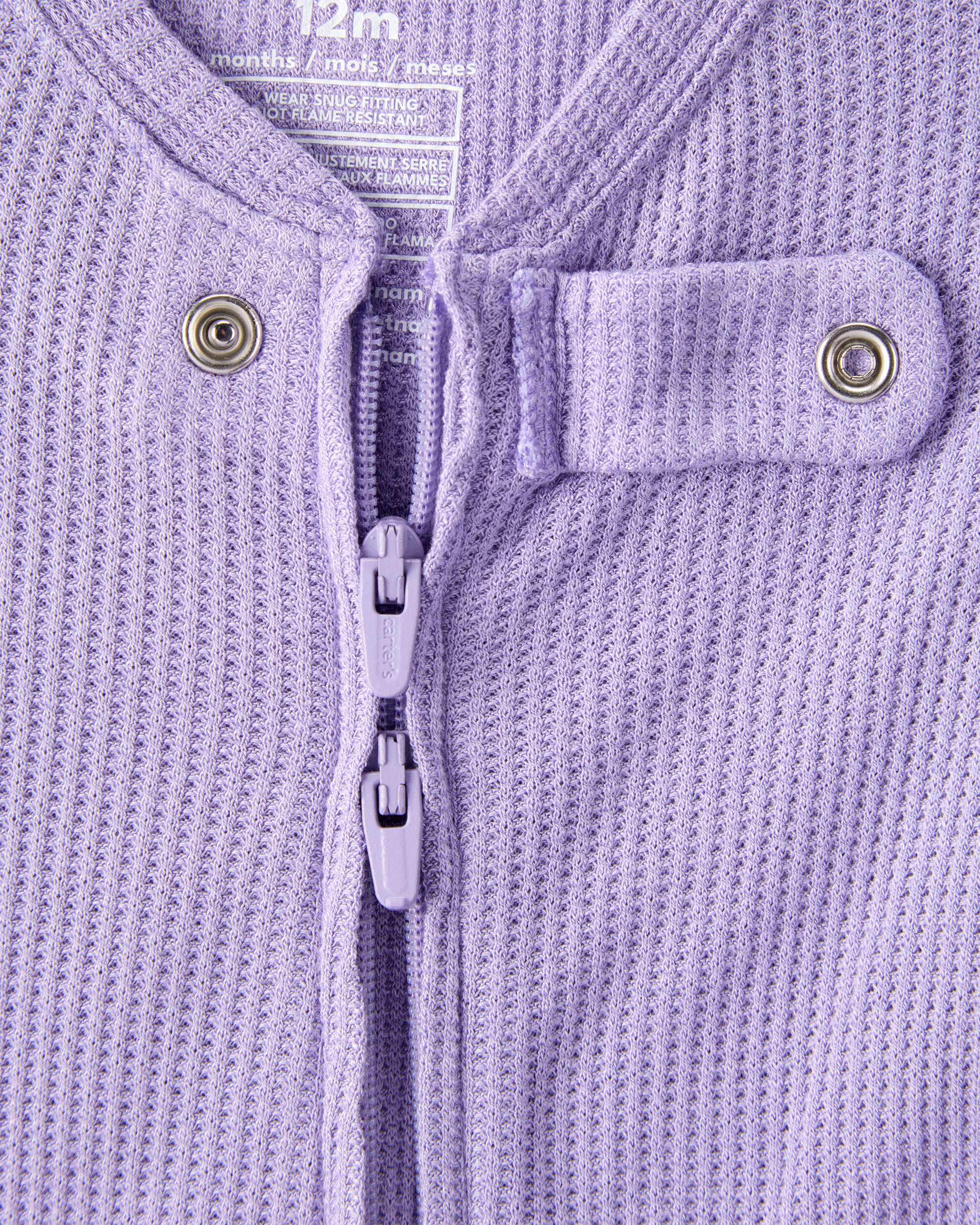 Baby Girl PurelySoft Long-Sleeve 2-Way Zip 1-Piece pyjamas - Purple