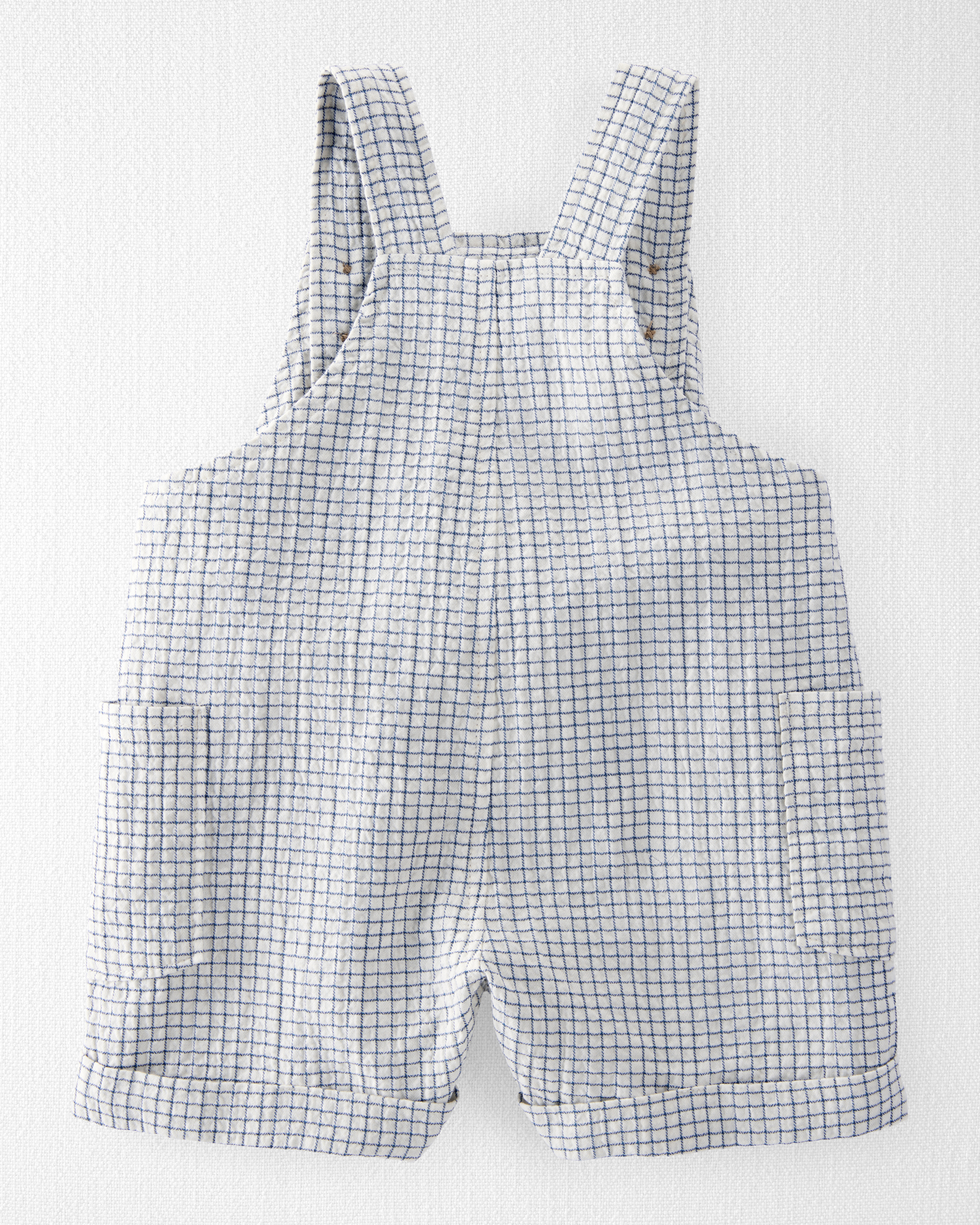 Baby Girl Organic Cotton Checkered-Print Shortalls