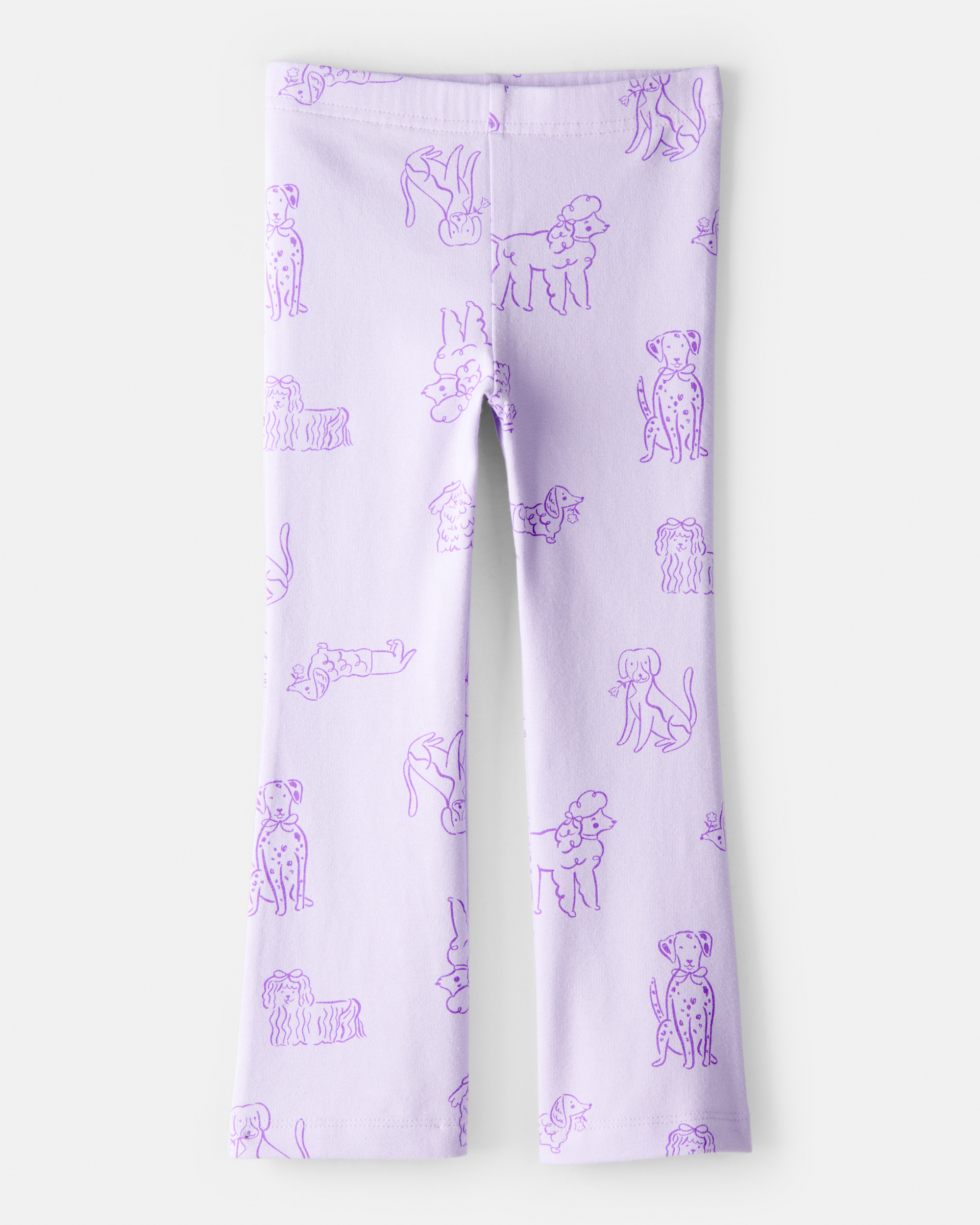 Toddler Girl Dog Print Flare Pull-On Stretch Leggings - Purple