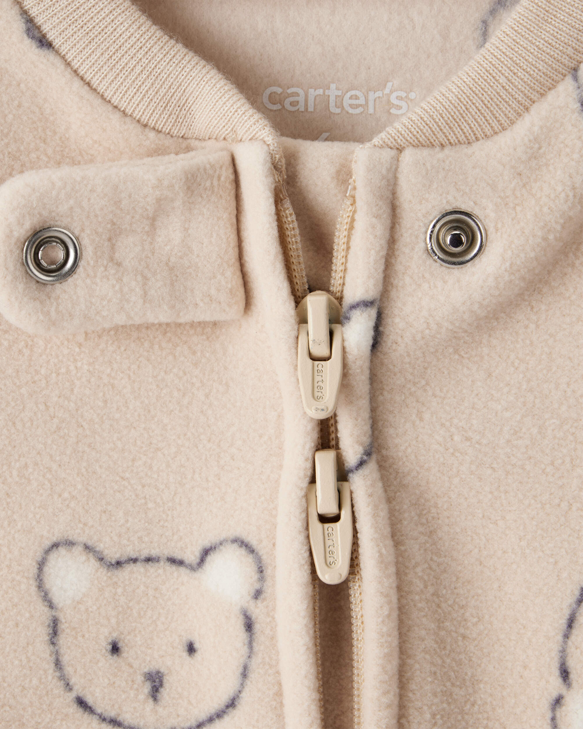 Baby Boy Bear DreamPlush Snug Fit 2-Way Zip Sleep er - Khaki