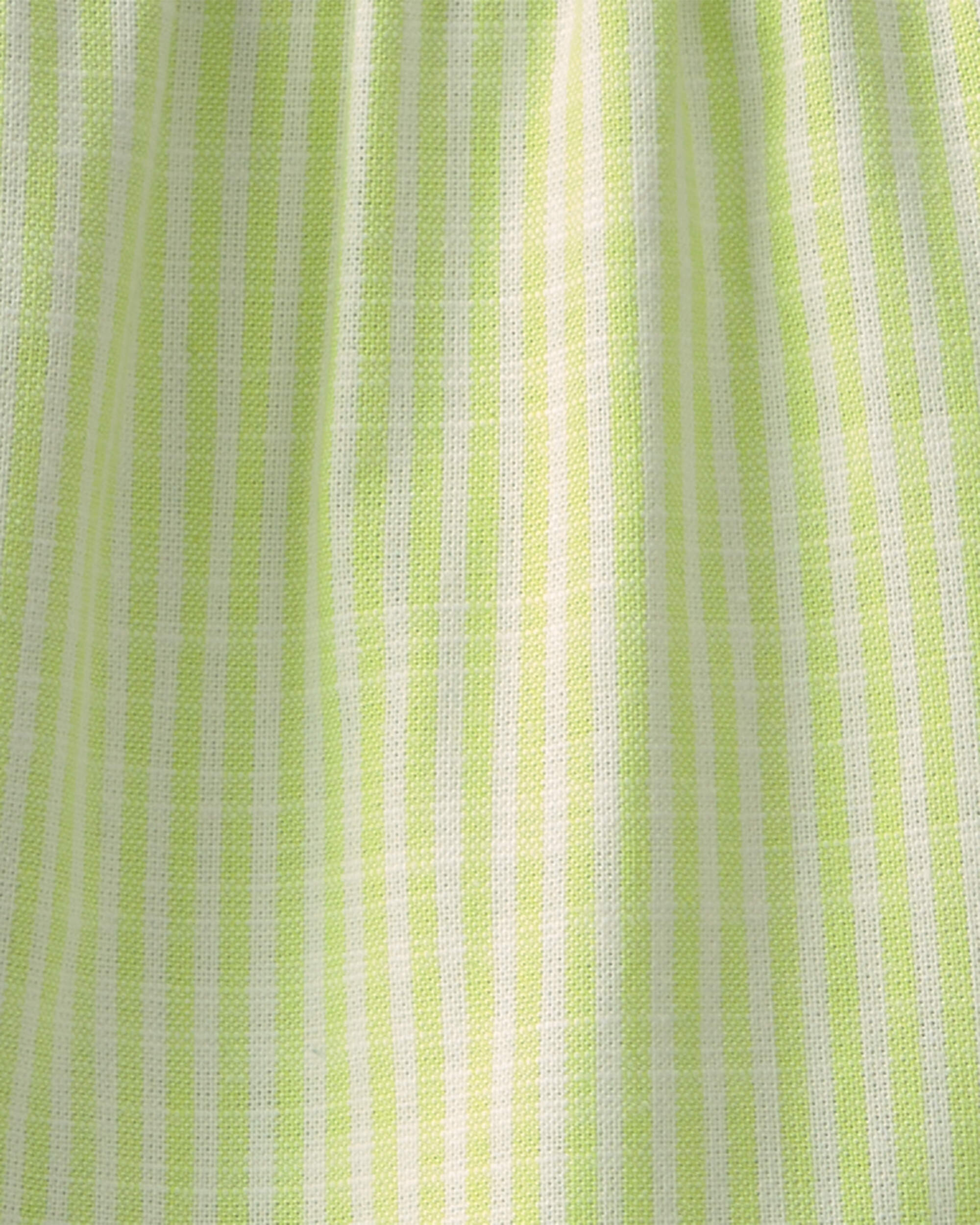 Baby Girl Striped Tiered Dress - Green