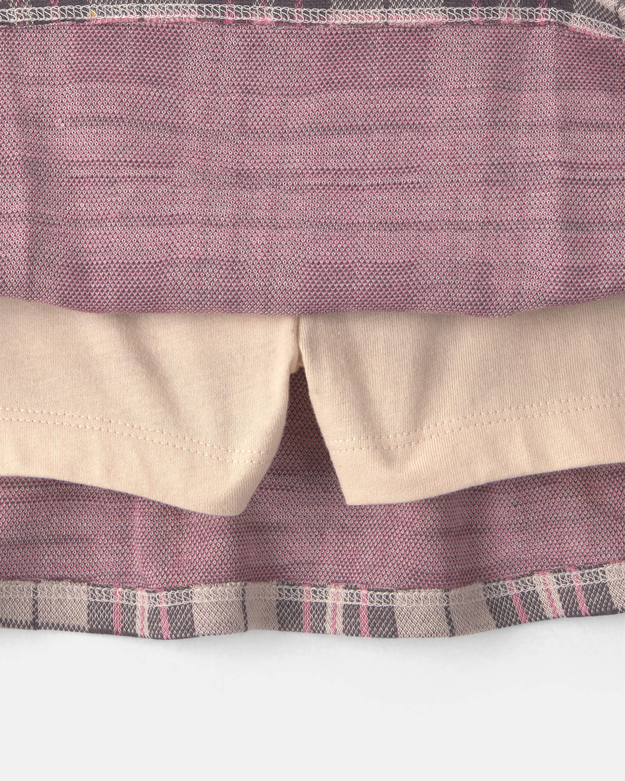 Baby Girl 2-Piece 'Good Day' Plaid Fleece Long-Sleeve Top & Skirt Set - Cream/Burgundy