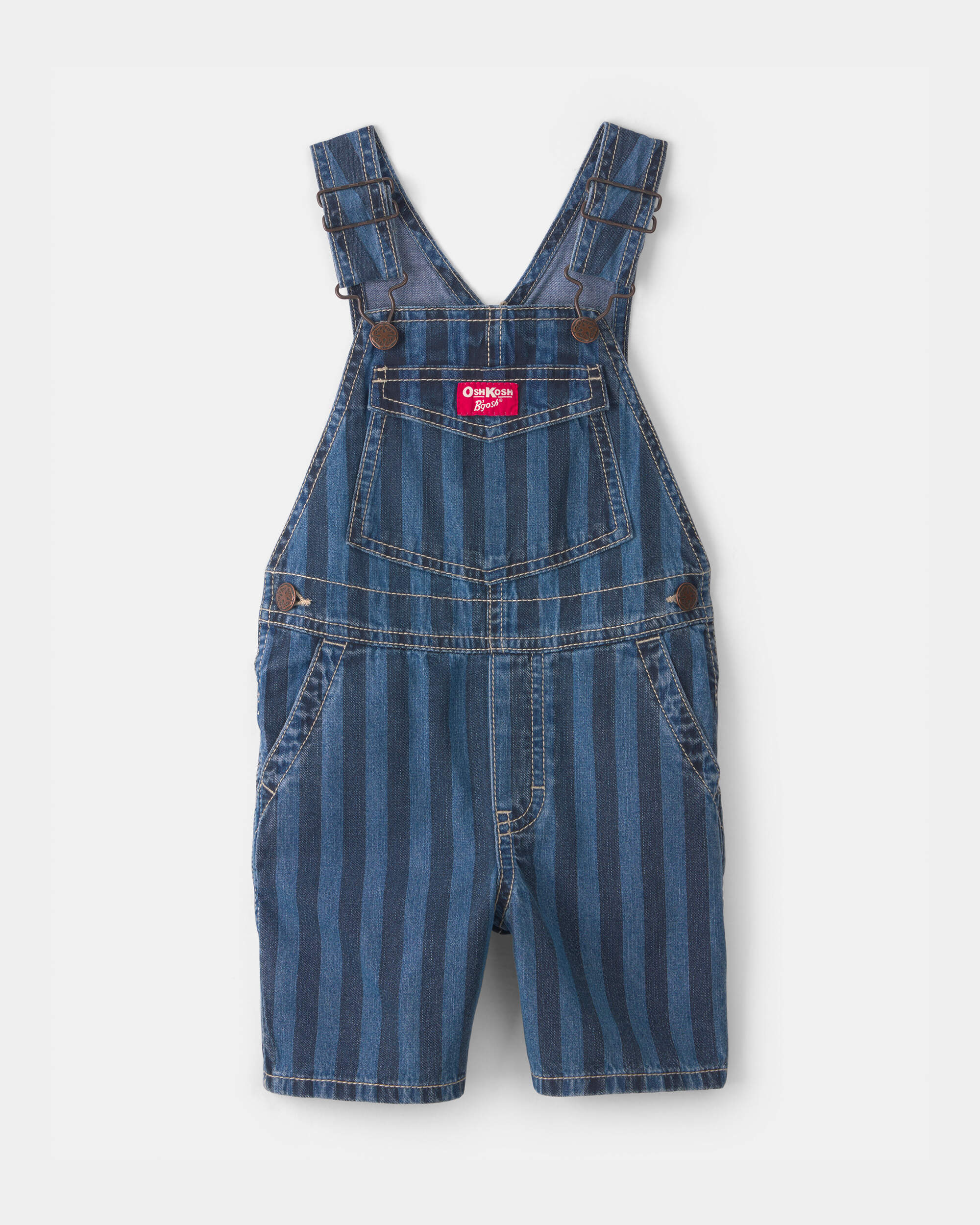 Toddler Striped Denim Shortall - Dark Wash | Carter's Oshkosh Canada