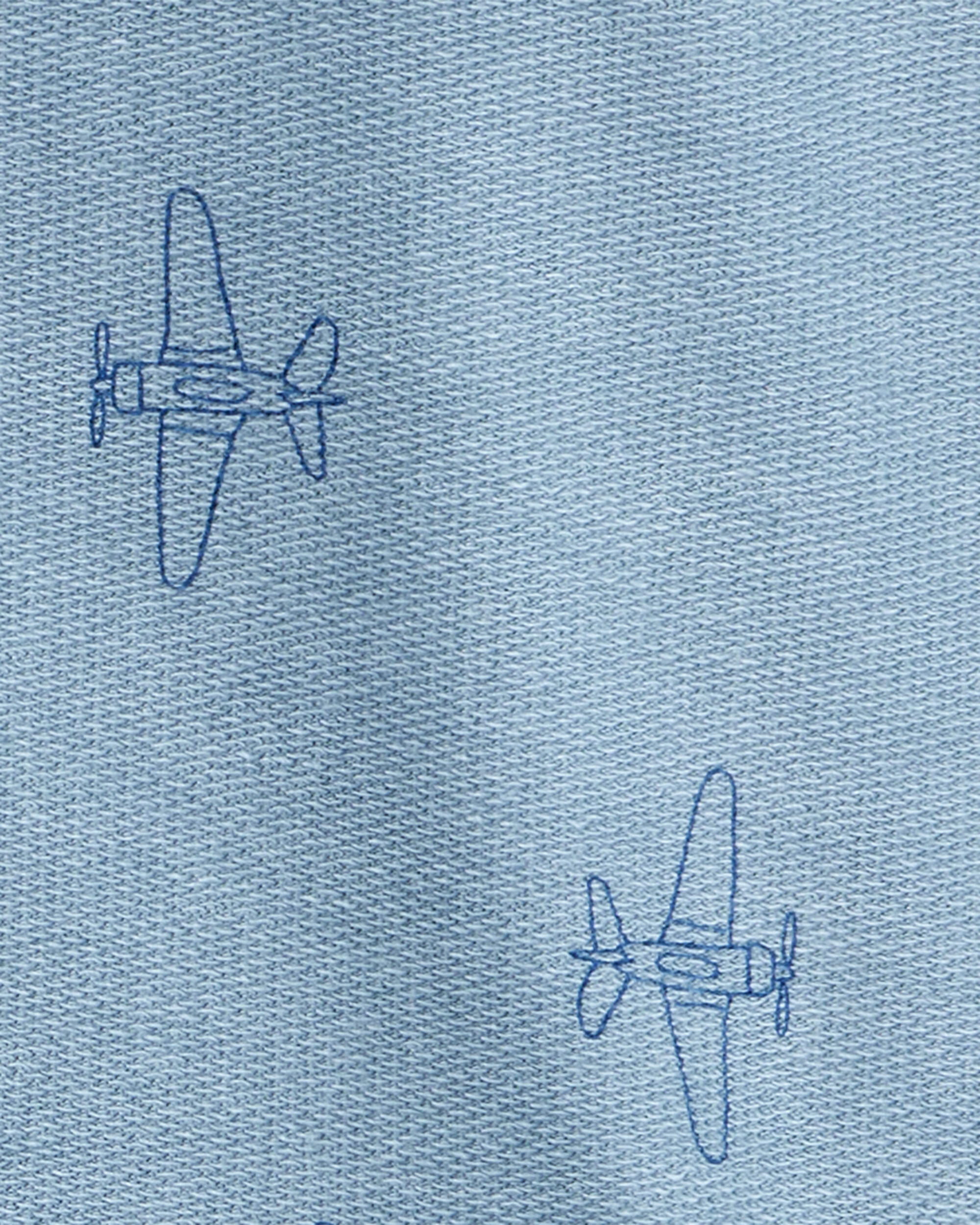 Baby Boy Airplane French Terry Long-Sleeve Tee & Pant Set - Blue