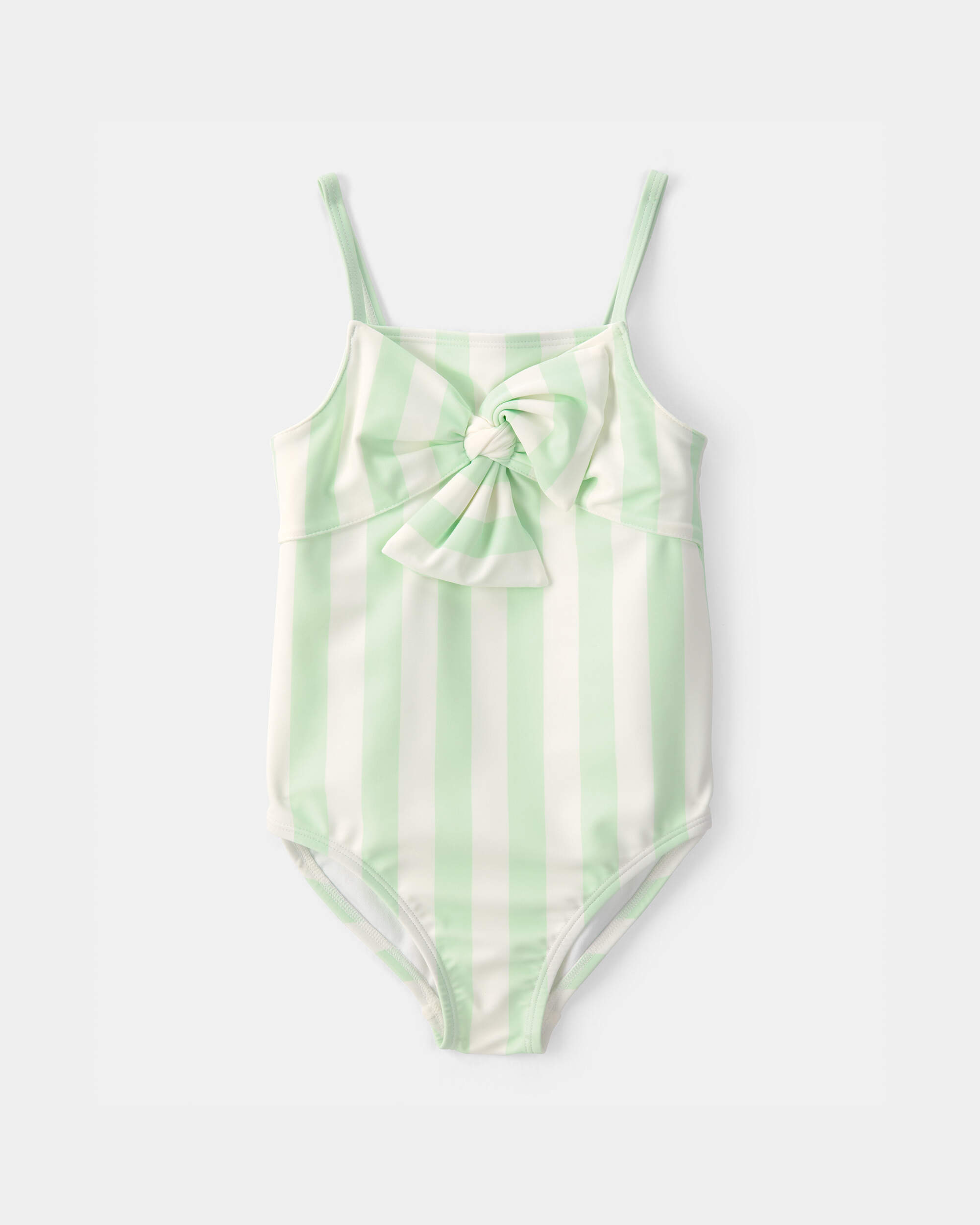 Toddler Girl 1-Piece Striped Swimsuit - Green/Ivory