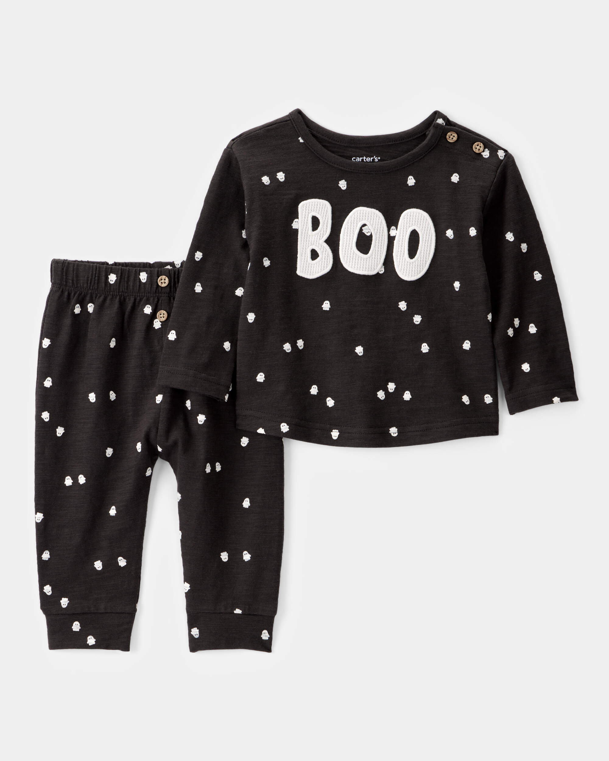 Baby 2-Piece Ghost Print Halloween Outfit Set