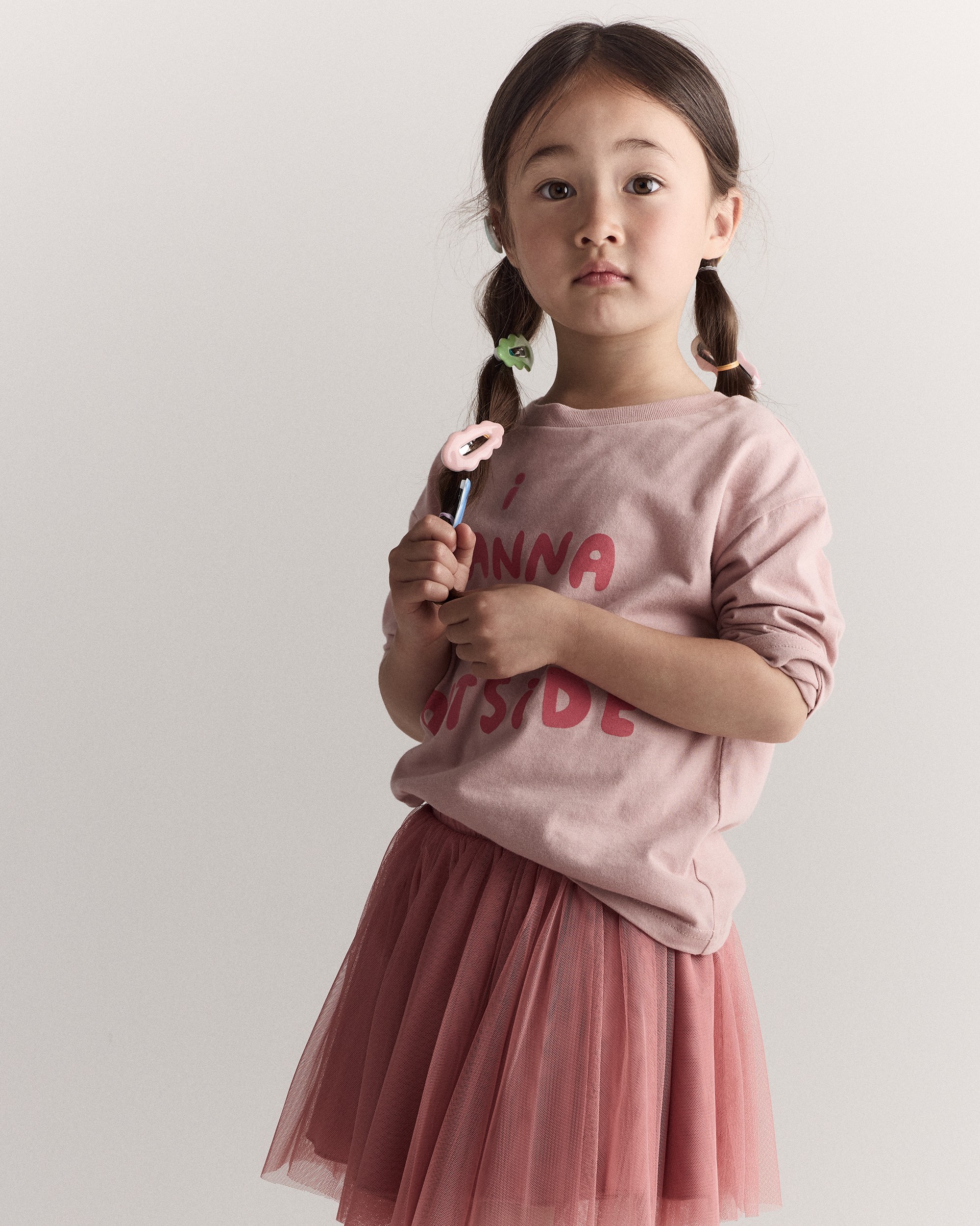 Toddler Girl I Wanna Go Outside Long-Sleeve Relaxed Graphic Tee - Light Pink