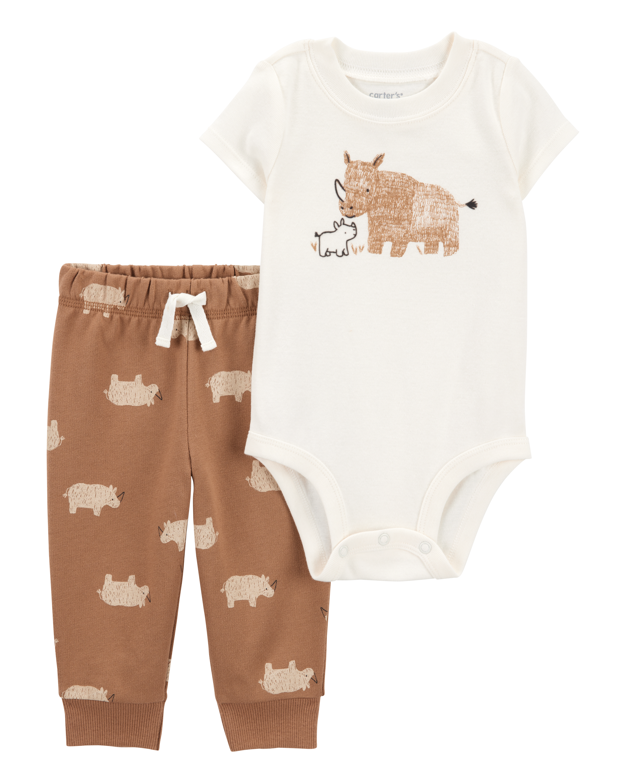 Baby 2-Piece Animal Print Bodysuit Pant Set - Brown