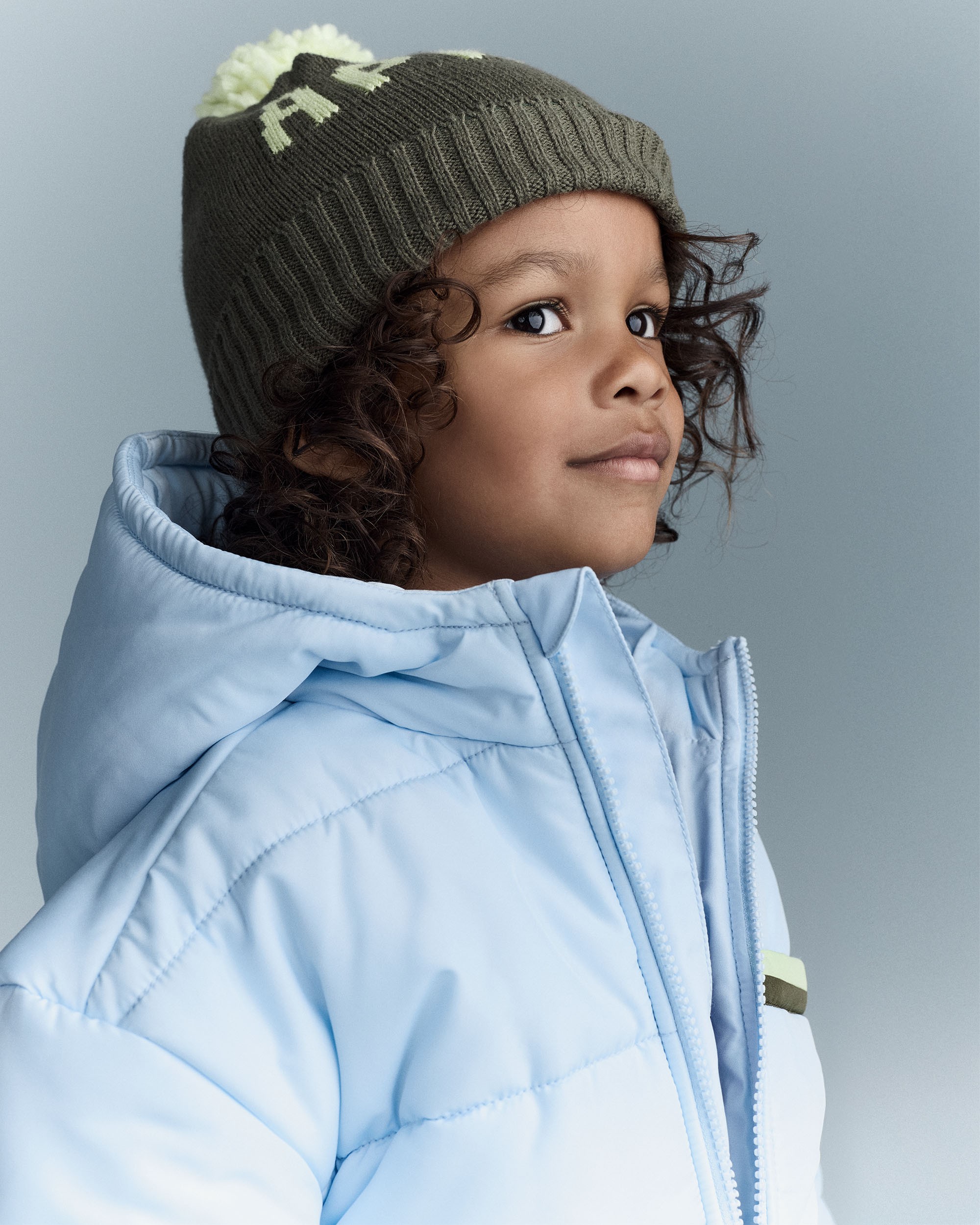 Toddler Boy Zip-Up Hooded Puffer - Light Blue