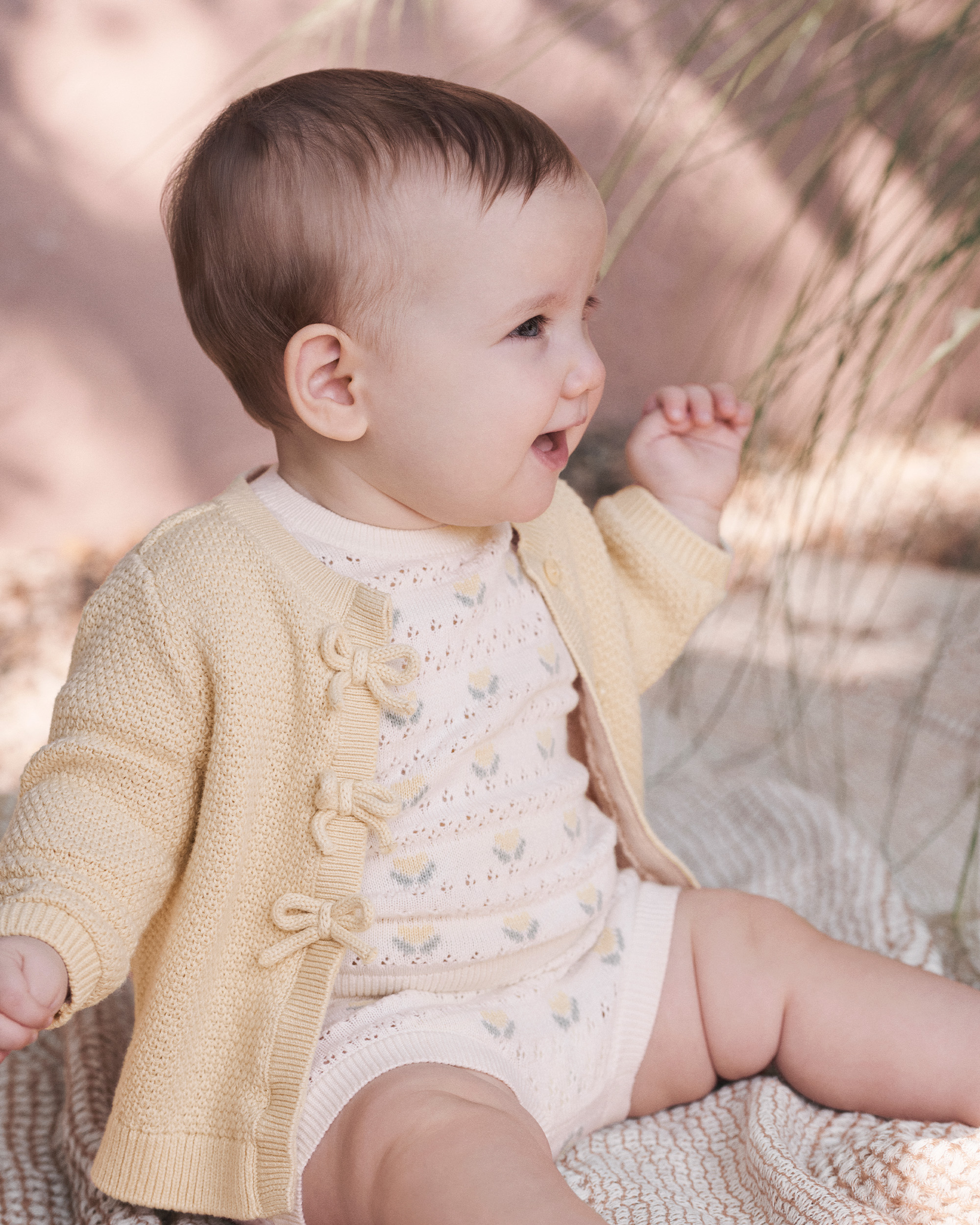 Baby Girl Organic Cotton Sweater Set Yellow Floral