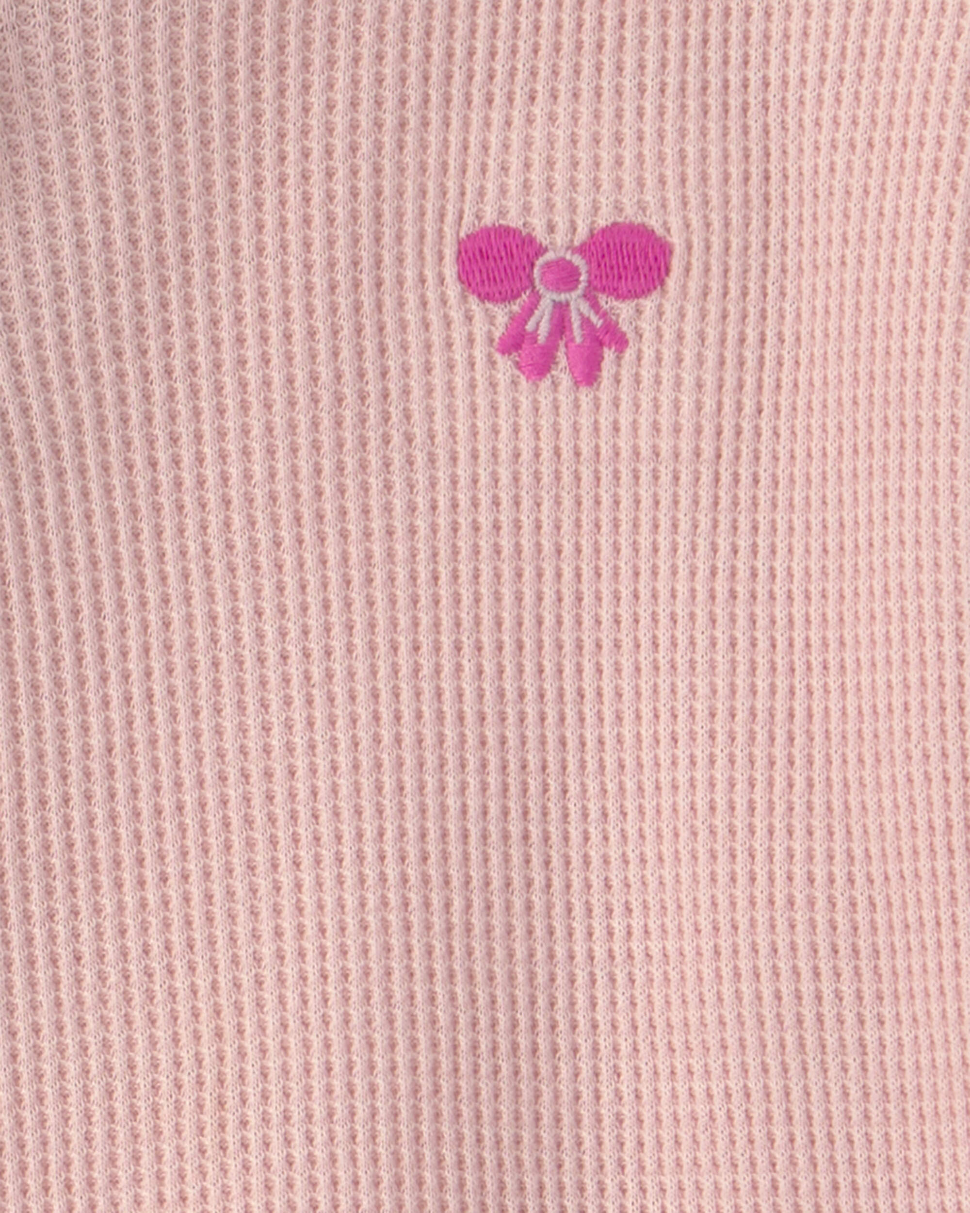 Toddler Girl Bow Thermal Long-Sleeve Top - Pink