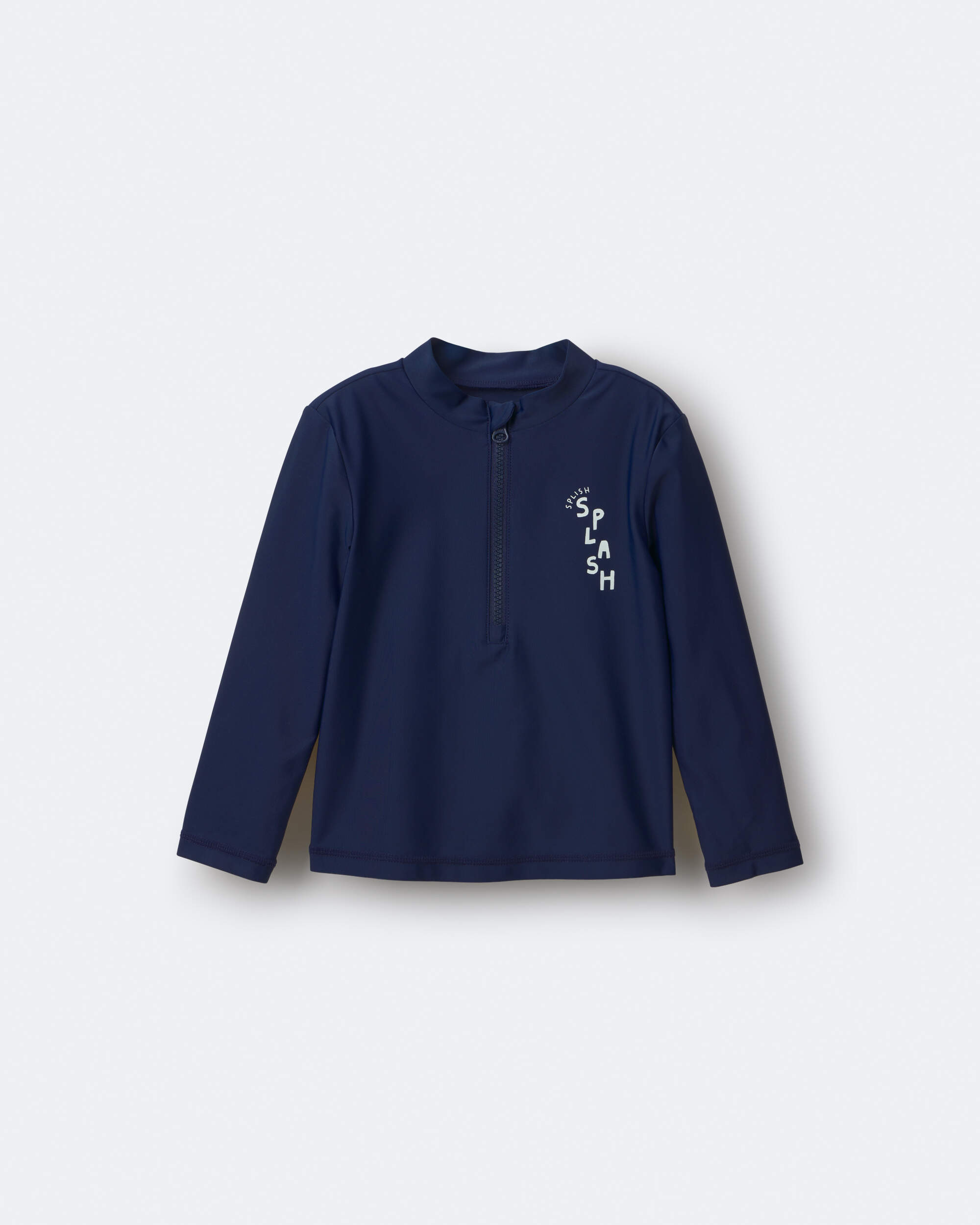 Toddler Boy 'Splish Splash' Half-Zip Long-Sleeve Rashguard - Navy