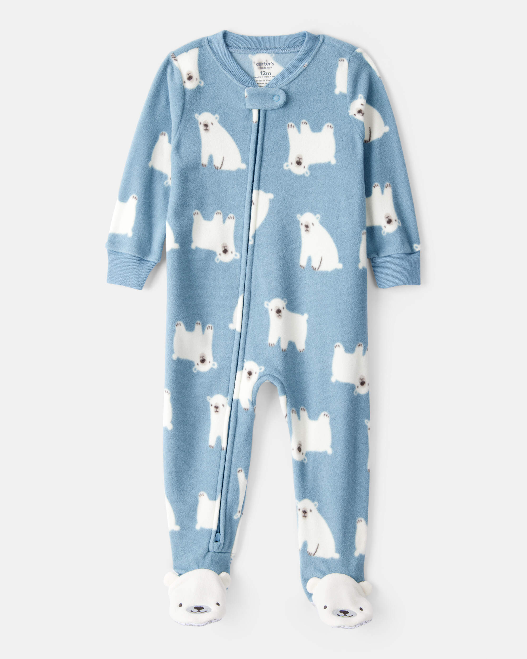 Baby Boy 1-Piece Polar Bear Fleece Footie Pyjama - Blue