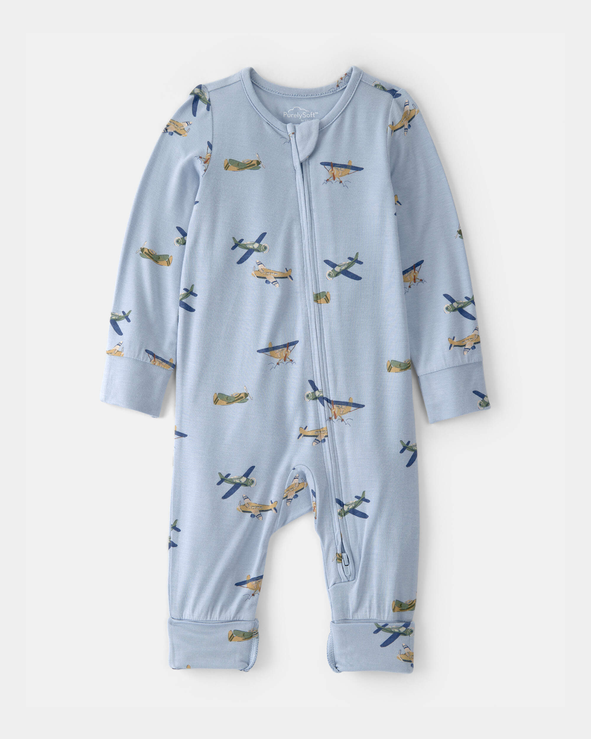 Baby Boy Plane 2-Way Zip PurelySoft Sleeper - Blue