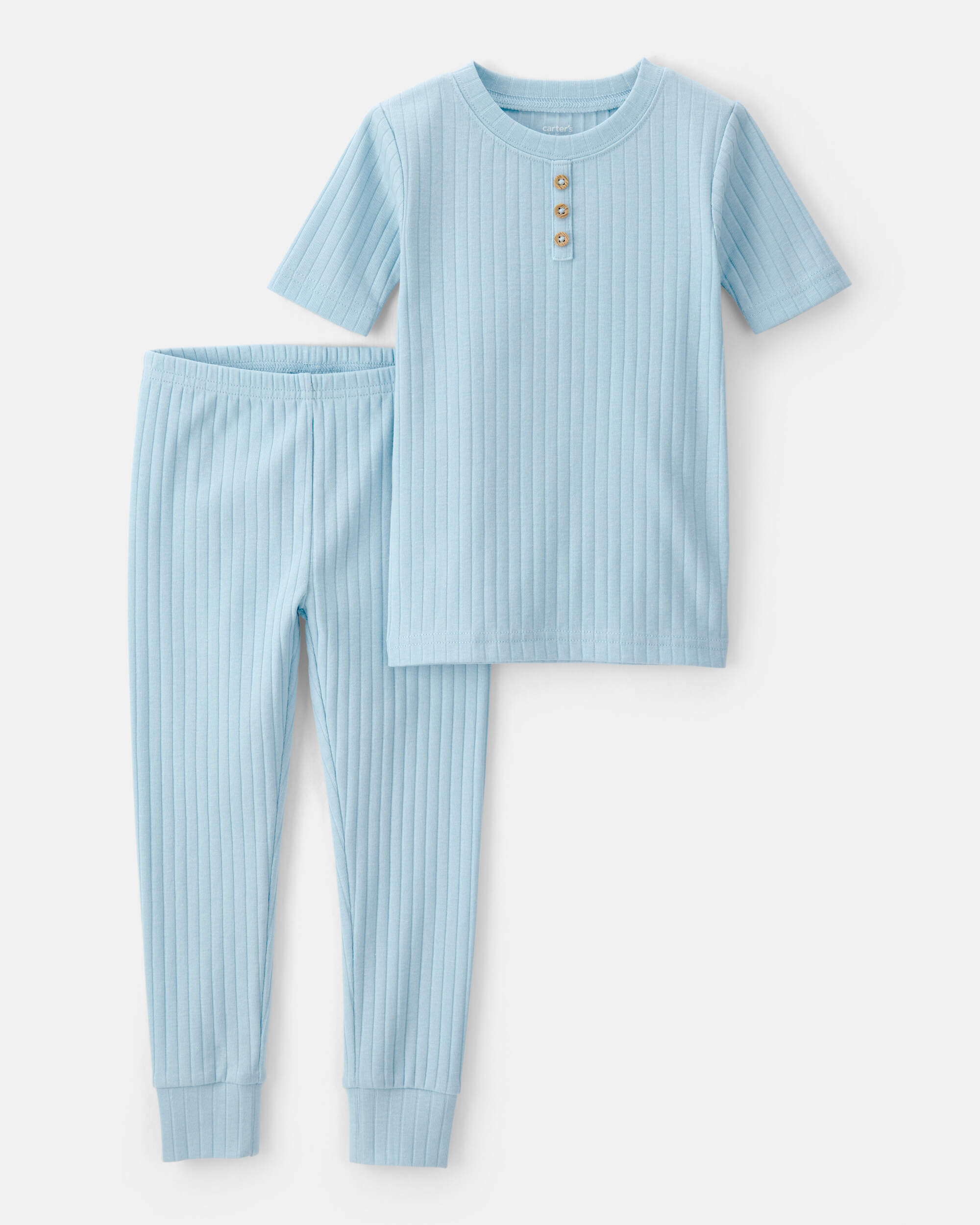 Toddler Boy Rib Snug Fit 2-Piece Pajama Set - Blue