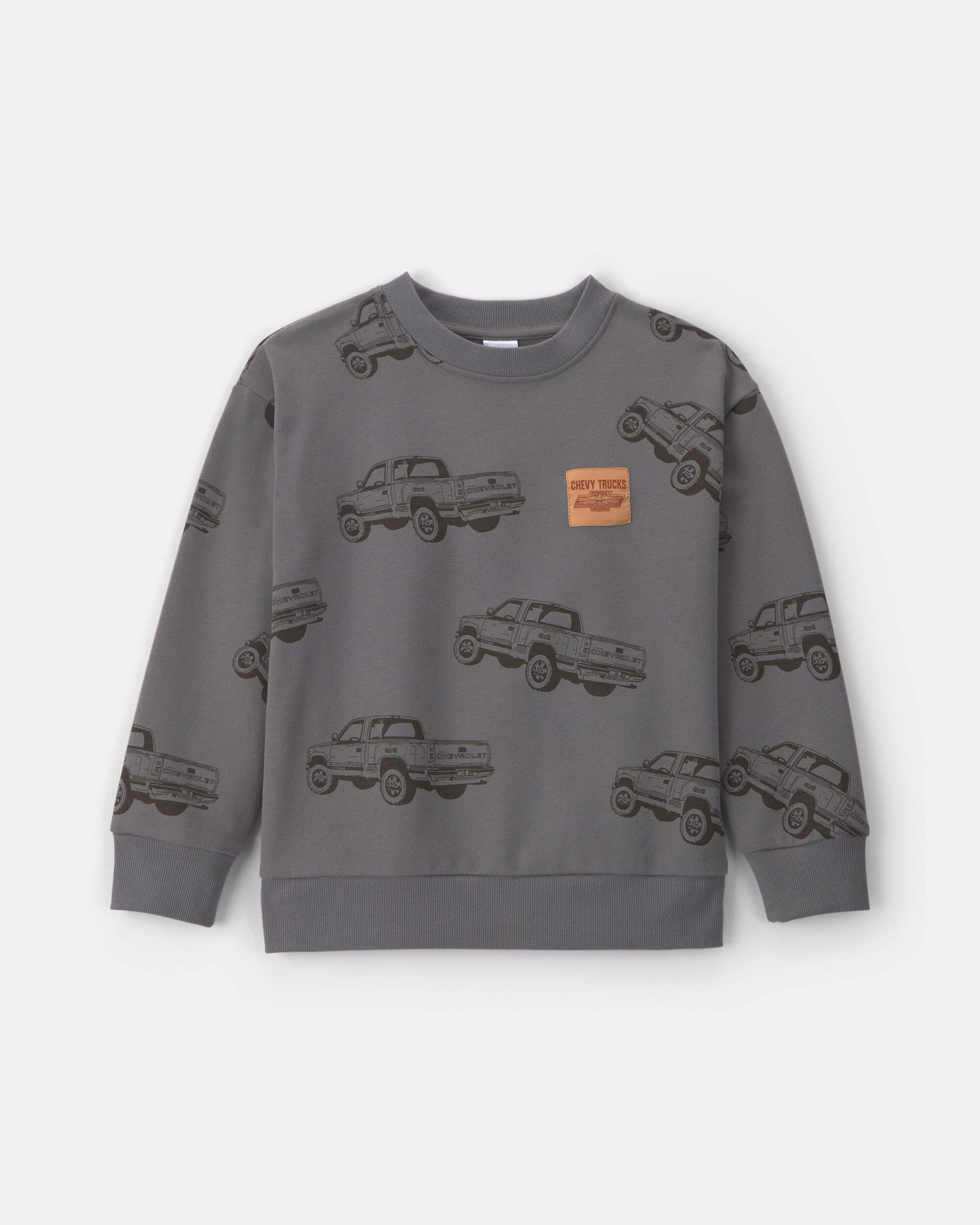 Boys 'Chevrolet' Car Pullover Sweatshirt - Gray