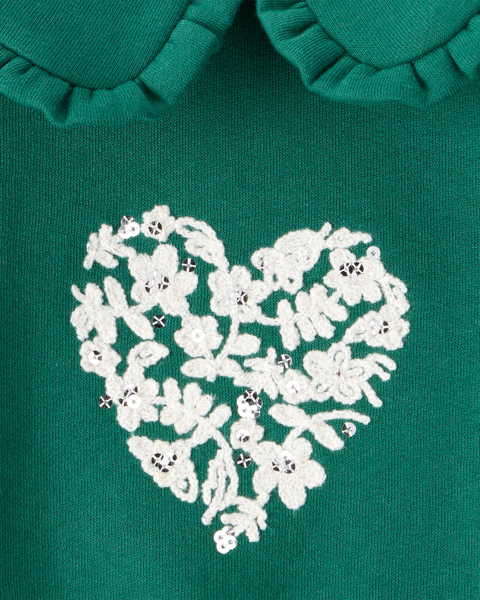 Baby Girl Heart Long-Sleeve Pullover Sweatshirt - Green