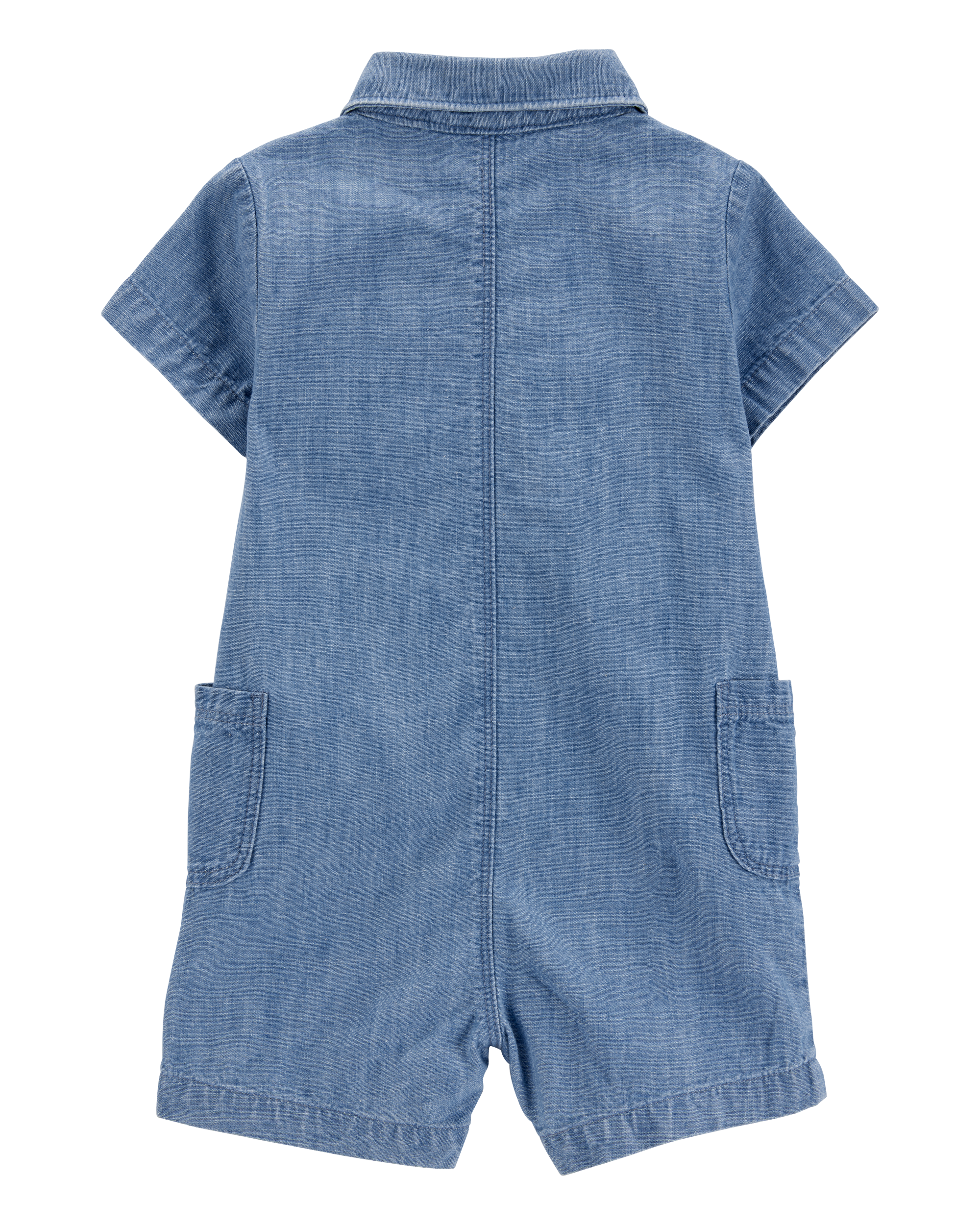 Baby Solid Cotton Blend Romper - Blue