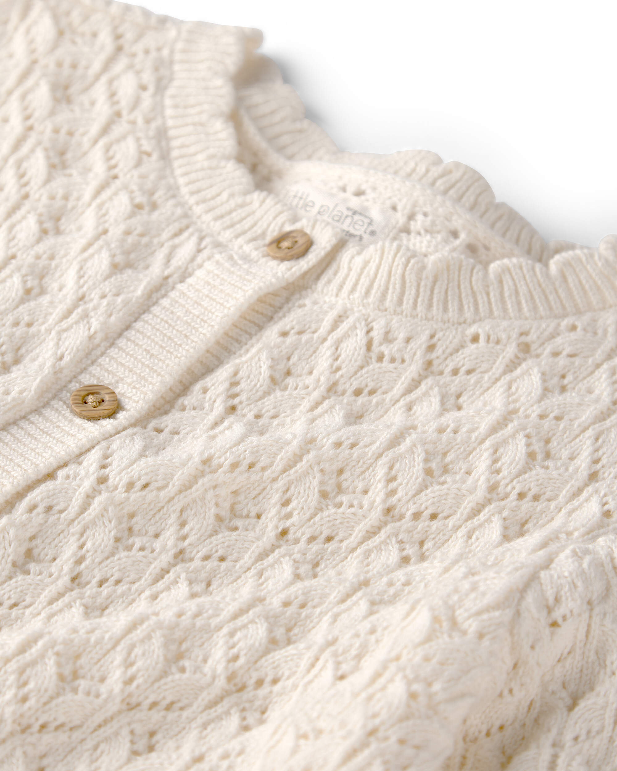 Girls Organic Cotton Pointelle Sweater Cardigan