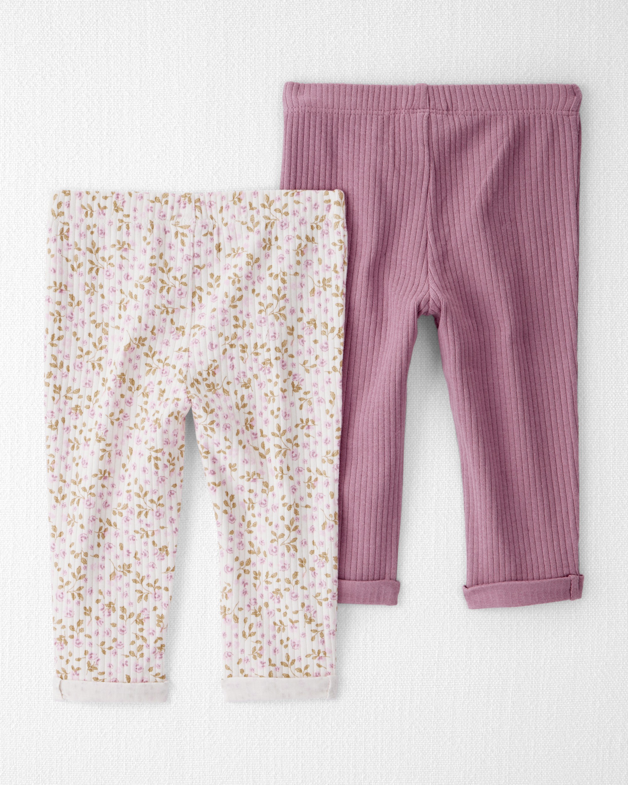 Baby Girl 2-Pack Organic Cotton Rib Leggings