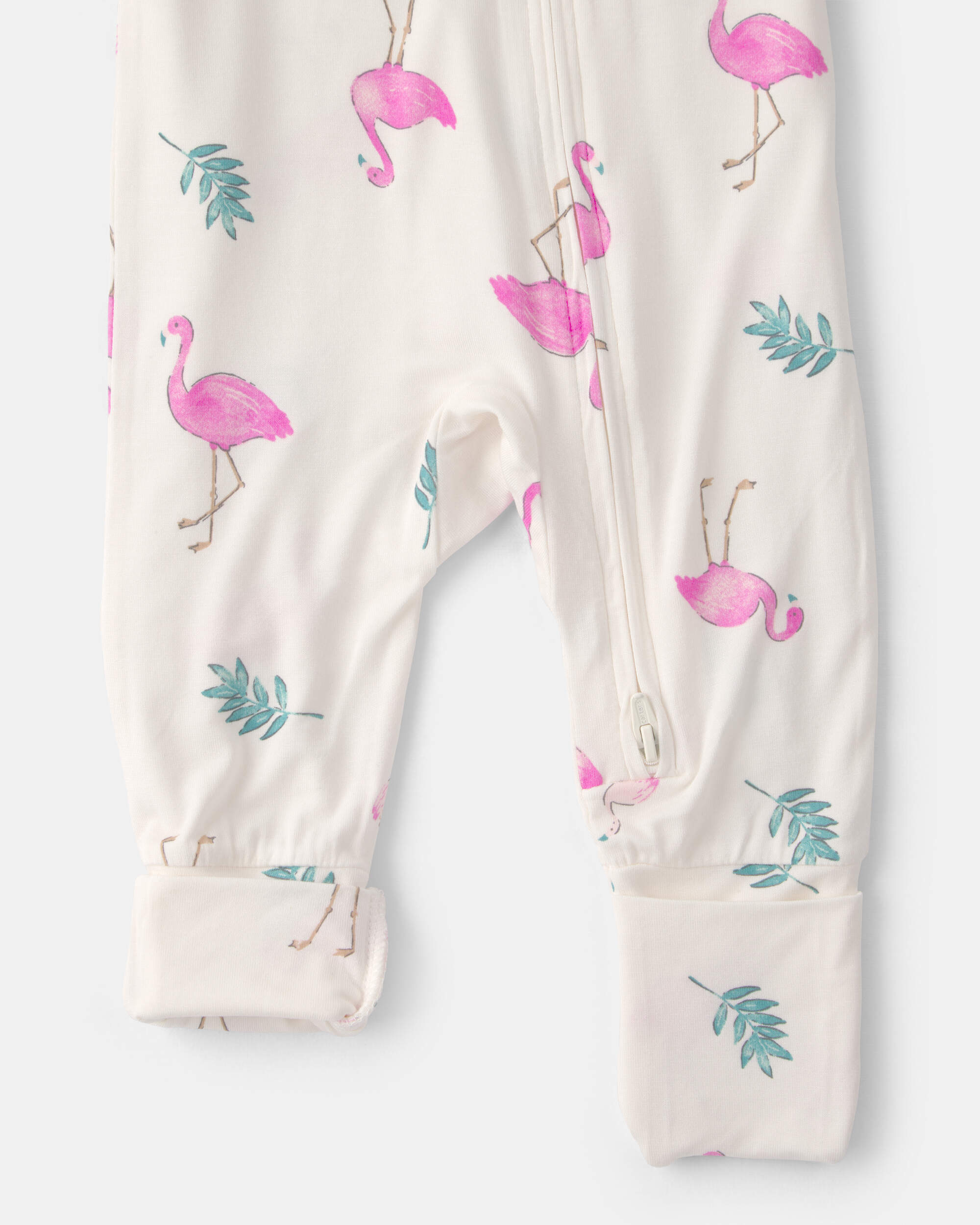 Baby Girl Flamingo PurelySoft 2-Way Zip Snug Fit Sleeper - Ivory