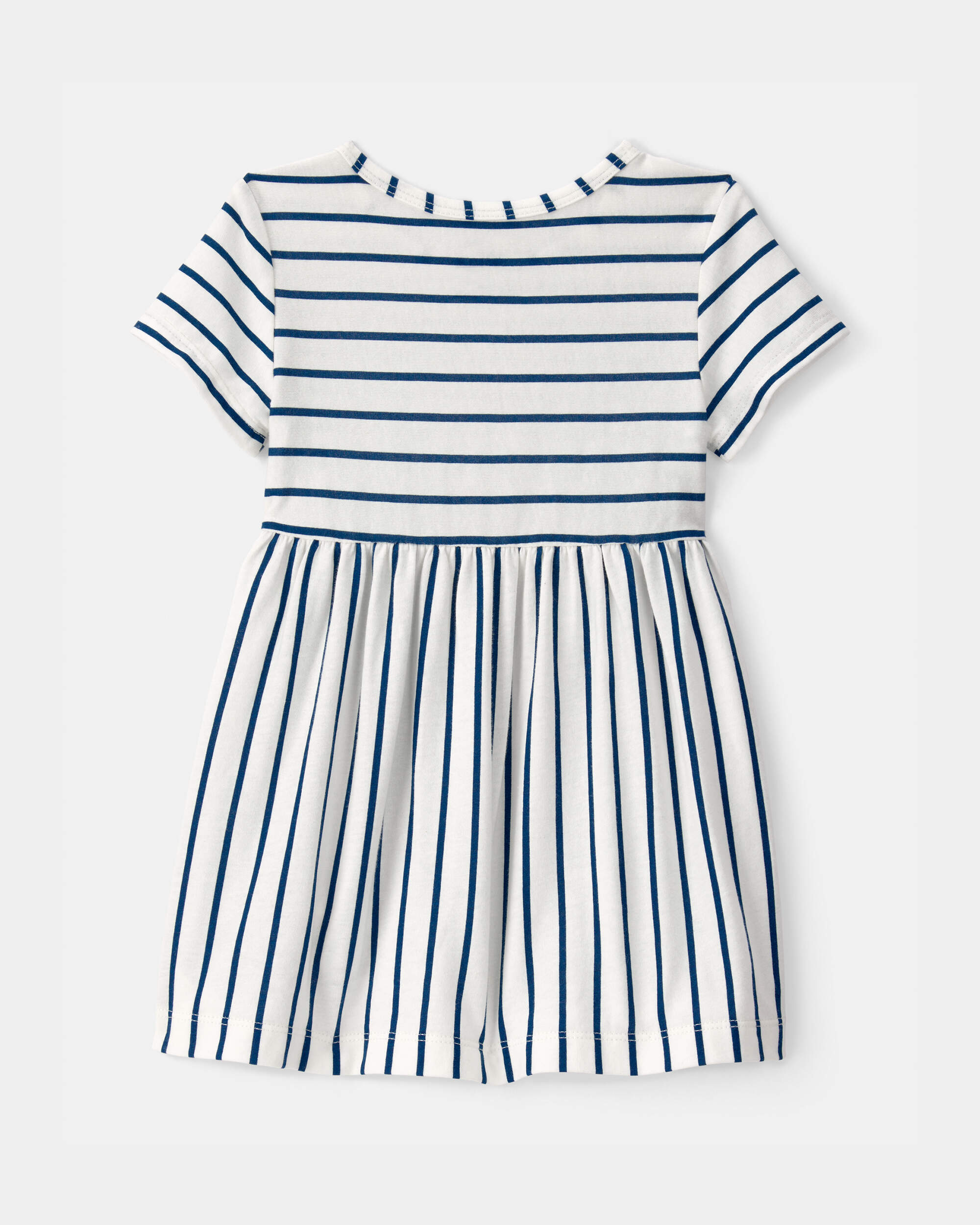 Baby Girl Striped Short-Sleeve Dress - Blue/Ivory