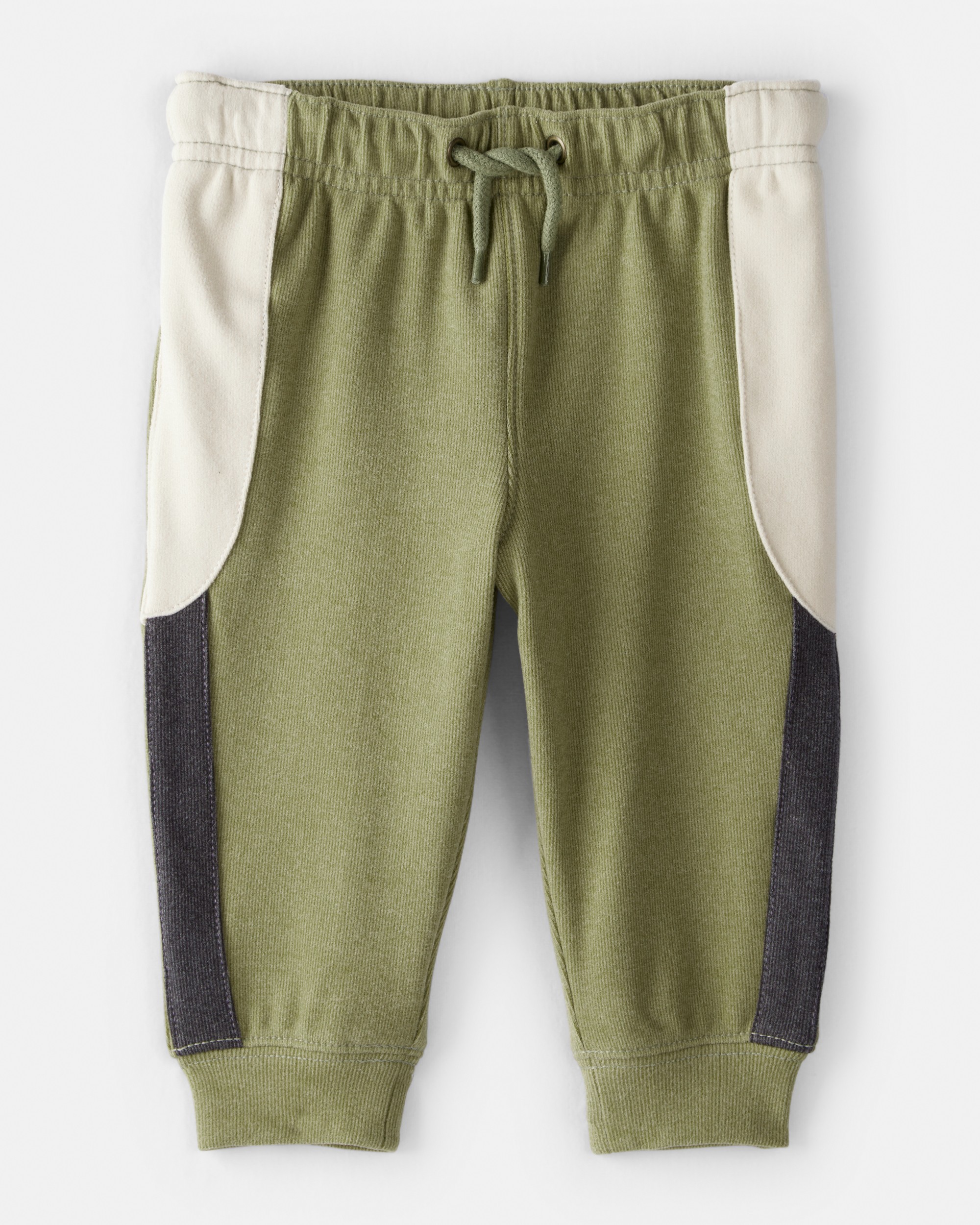Baby Boy Colourblock Joggers - Green/White