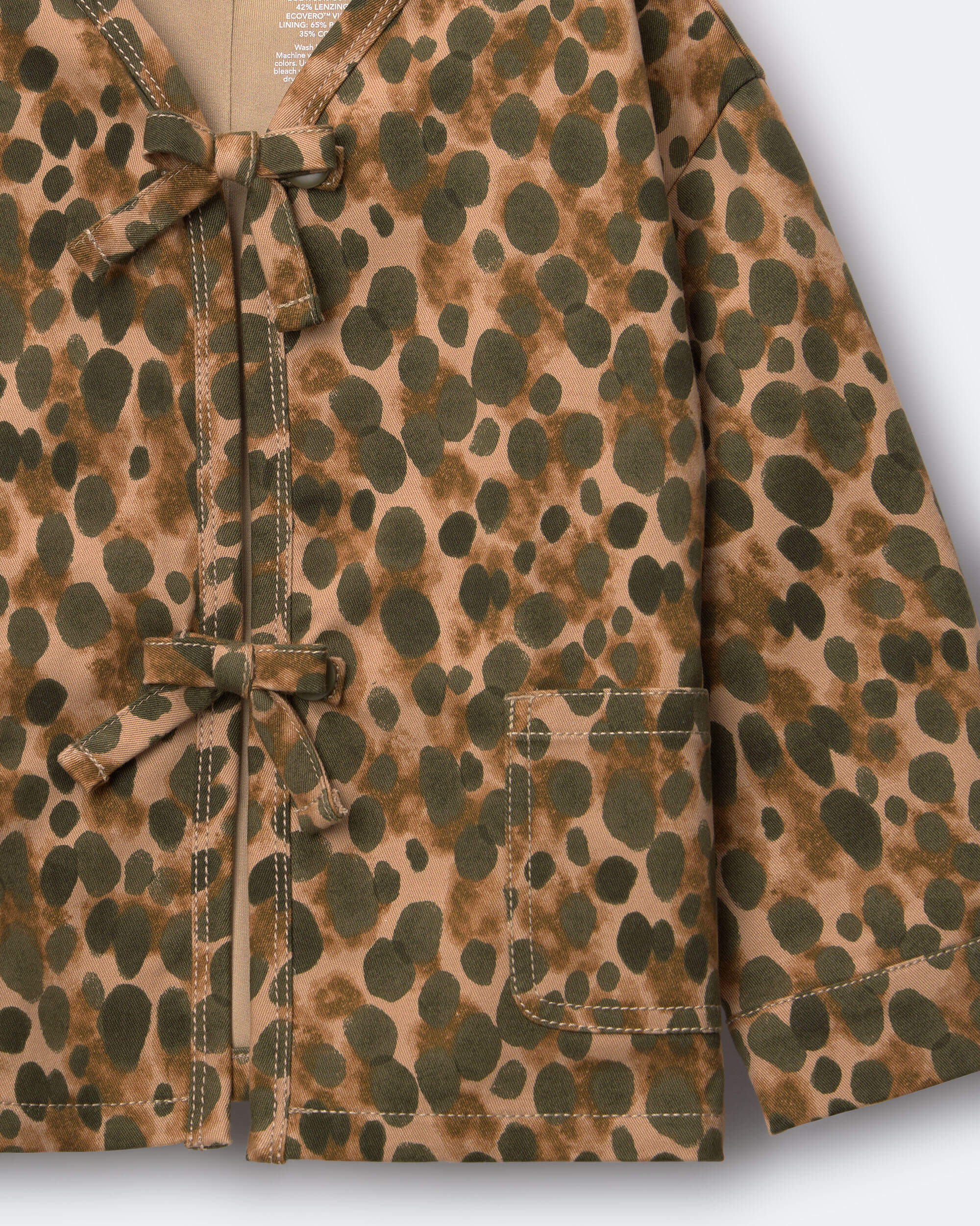 Toddler Girl Bow Jacket Leopard - Tan